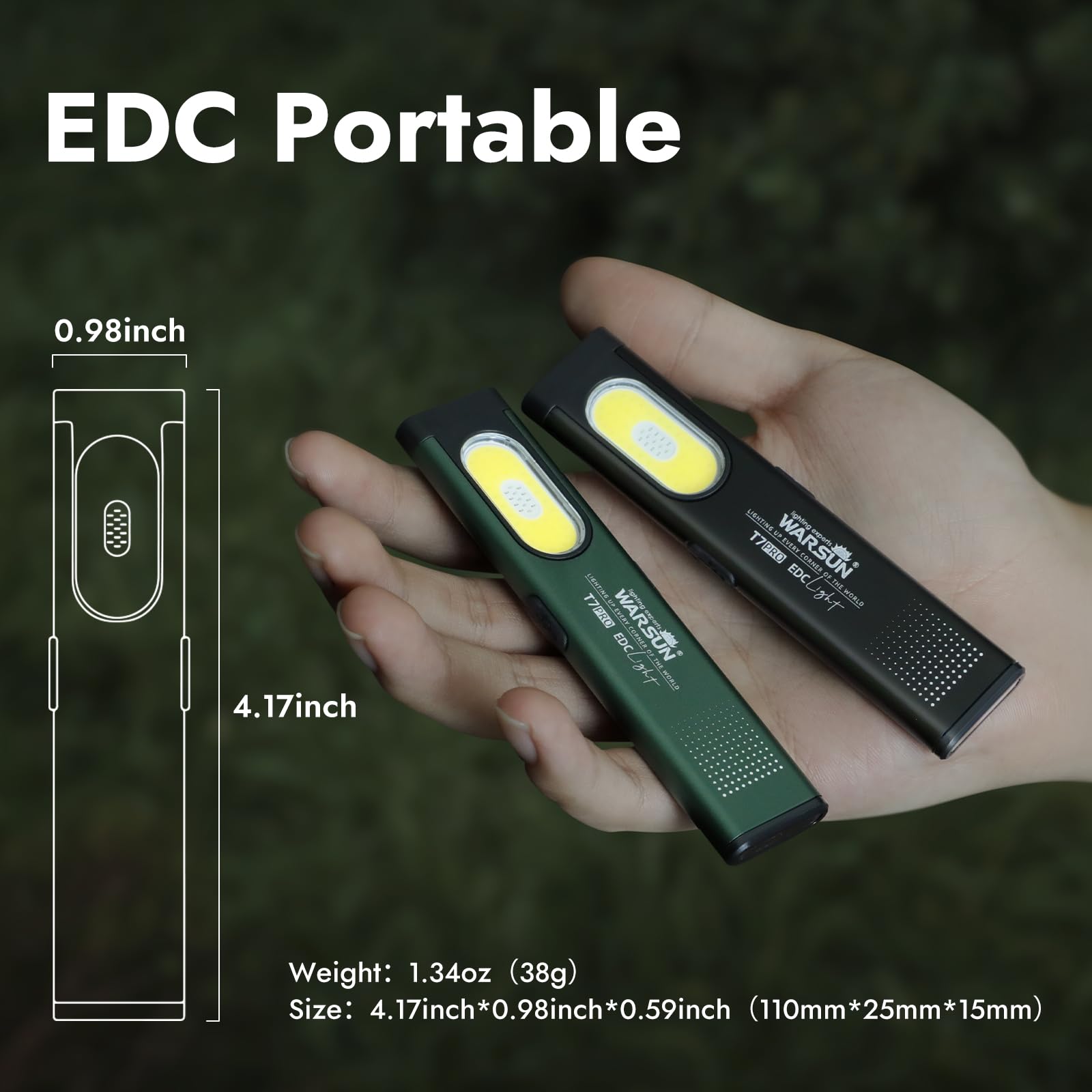 Warsun Compact Multi-Mode Pocket Led Flashlight - 675Lm  Usb-C Rechargeable  Ipx4  Dual Material  Red/Blue Strobe  For Everyday Carry & Travel