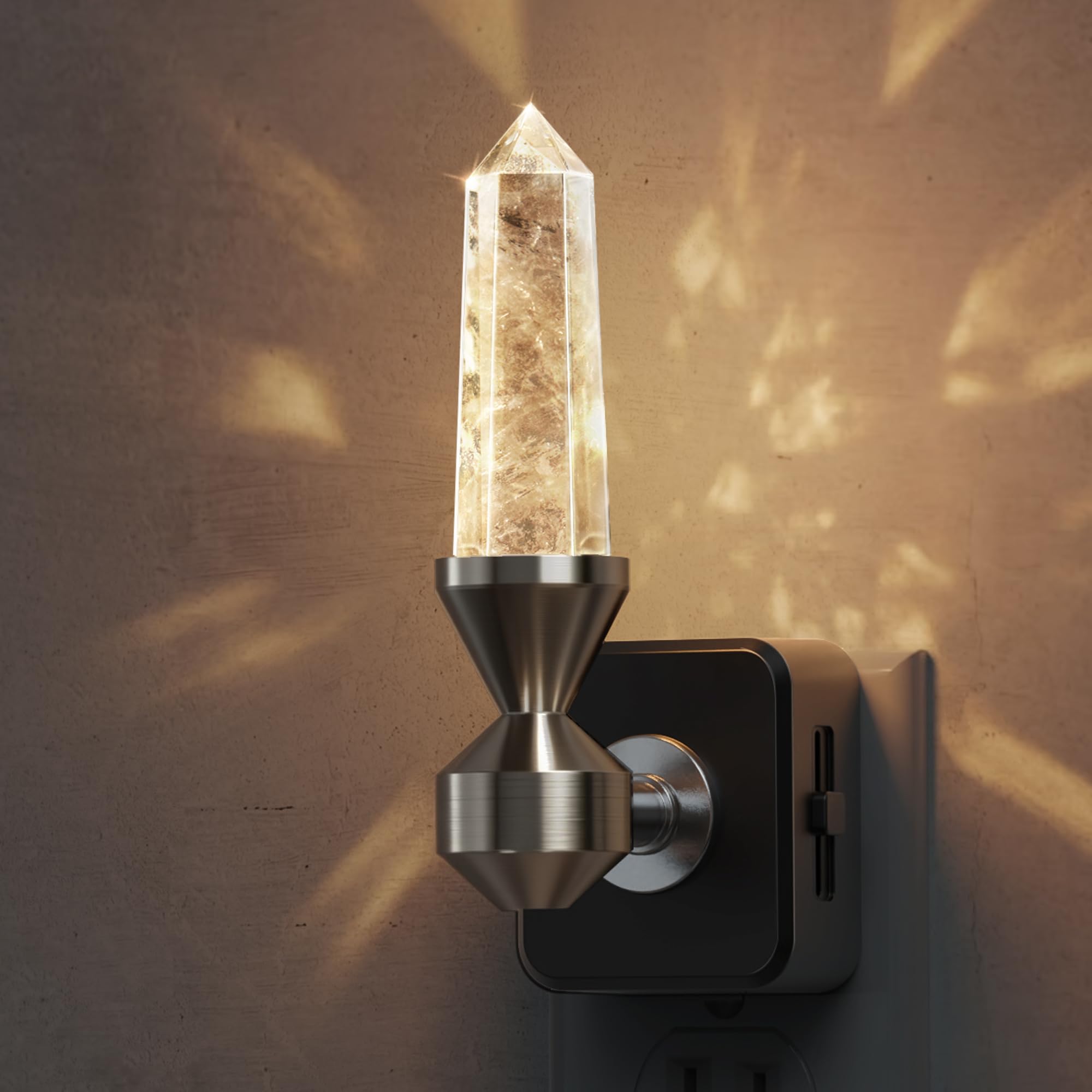 L LOHAS LED Night Light: Night Lights Plug into Wall  Dimmable Night Light Aesthetic Crystal  Warm Light 3000K  Dusk to Dawn Sensor  Healing Stone Decorative Nightlight for Home Living Room