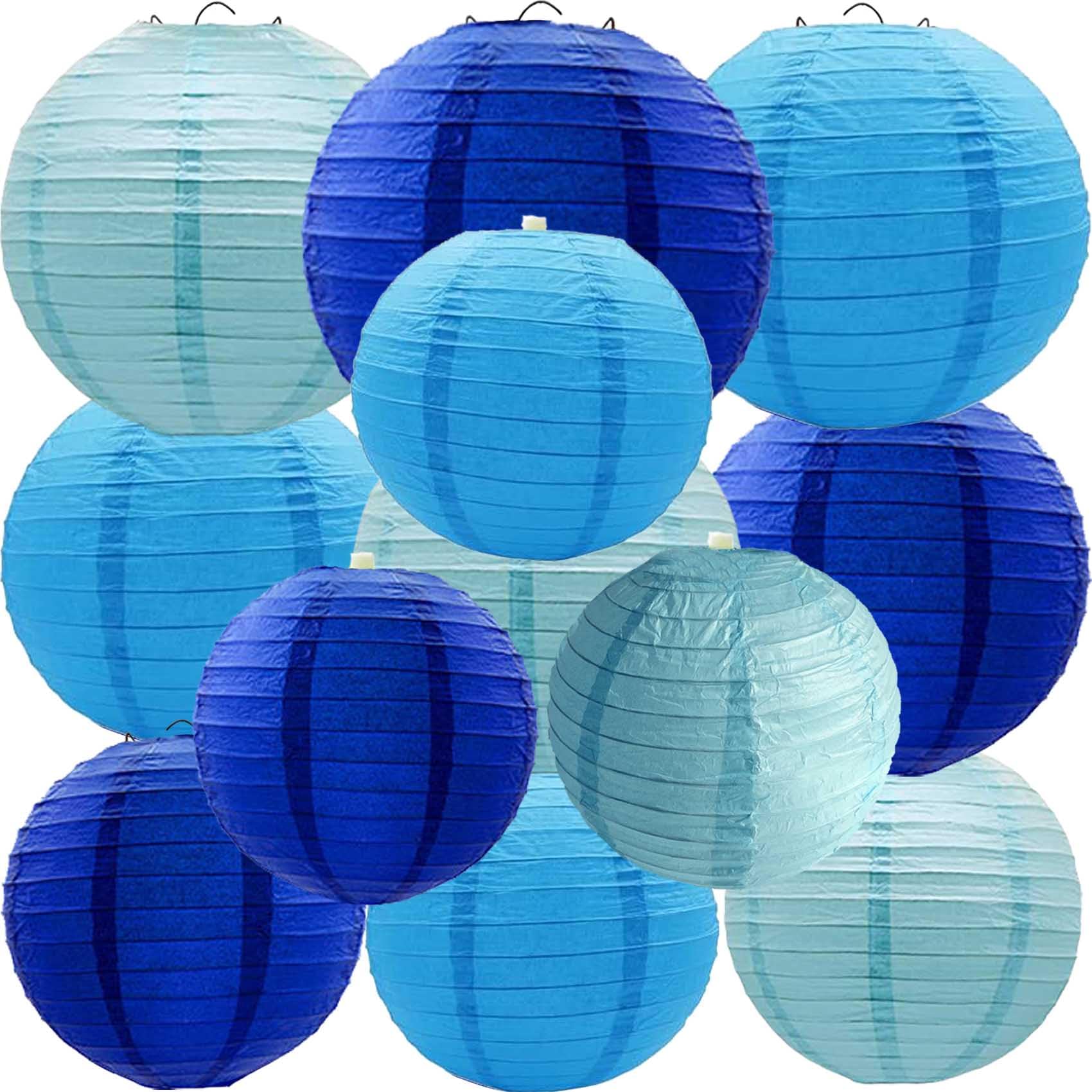 Blue Paper Lanterns 12Pcs Hanging Chinese Lanterns For Wedding Birthday Baby Shower Christmas Graduation Anniversary Ocean Theme