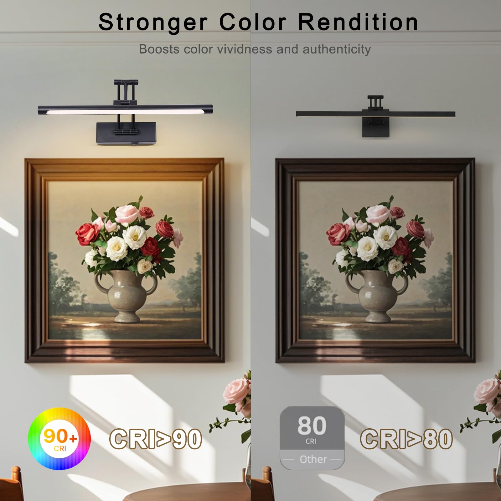 Battery Operated Picture Light With Remote 16  Black Art Light For discomfort-reducingting Dimmable & Timer Wireless Gallery Lights 3Cct Frame Lighting Rechargeable Wall Lights For Artwork Potrait Dartboard