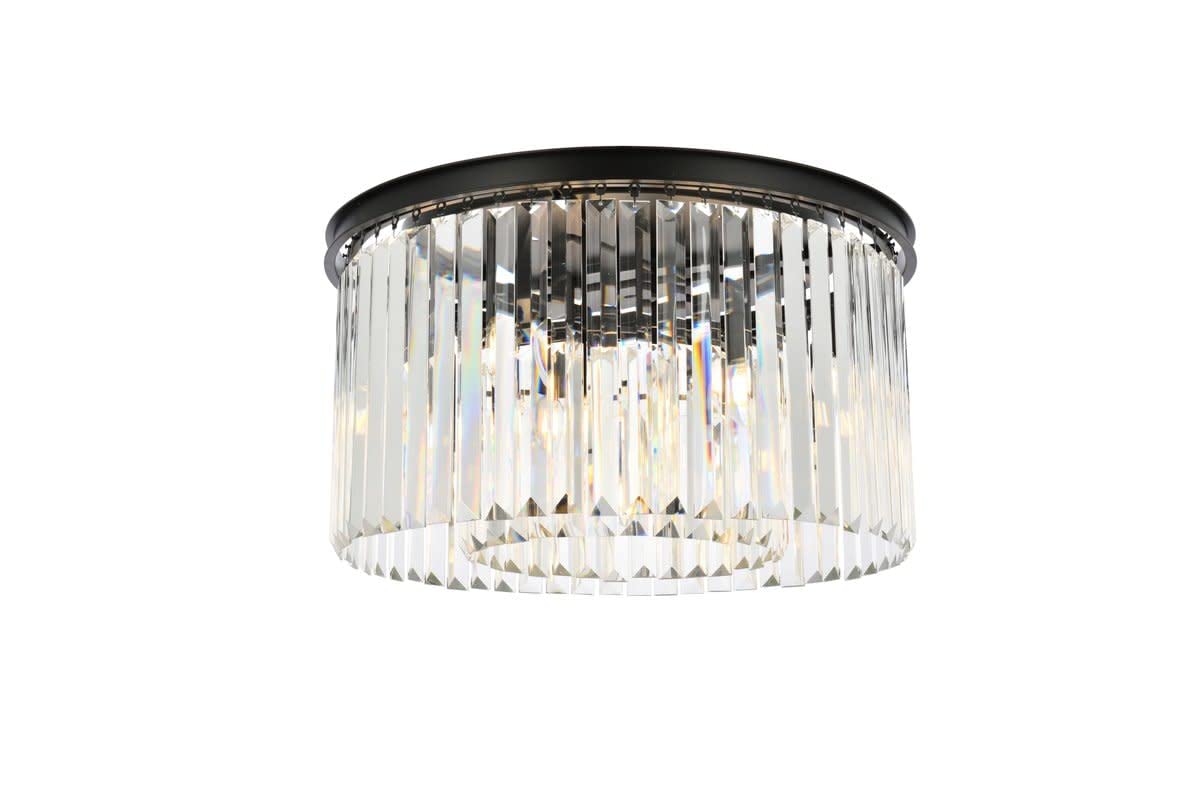 Elegant Lighting Flush Mount Light Fixture 8-Light Crystal Antique Finish