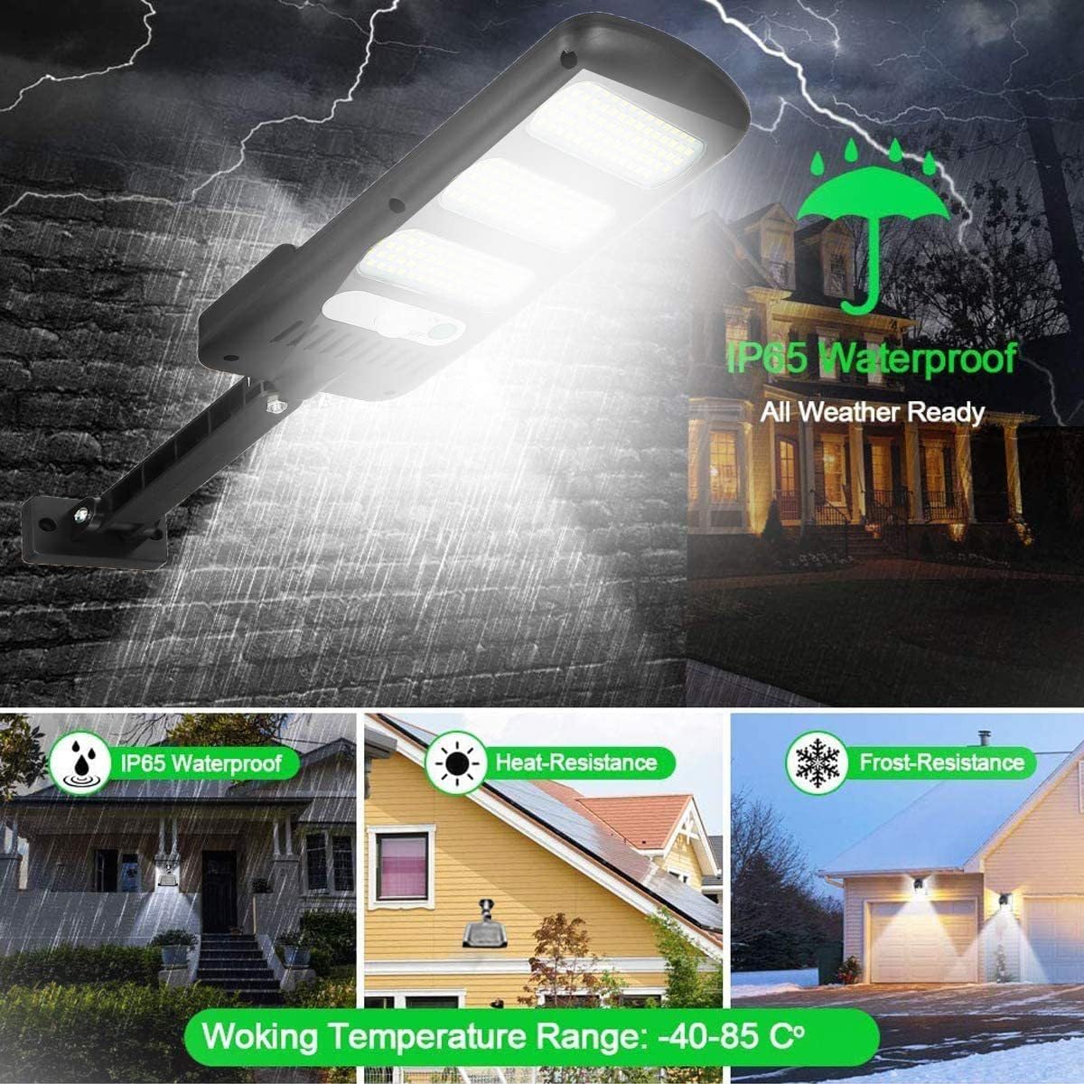 Syouhome Solar Street Lights Outdoor, 2000Lm 213 Leds Solar Parking Lot Lights Dusk To Dawn, Ip65 Waterproof, Solar Motion Senso