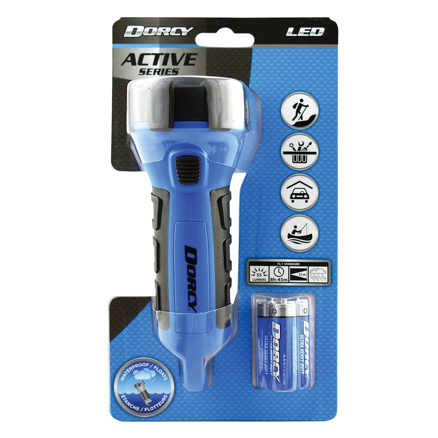 Dorcy 150 Lumen Floating Water Resistant Led Flashlight With Carabineer Clip, Blue (41-2514)