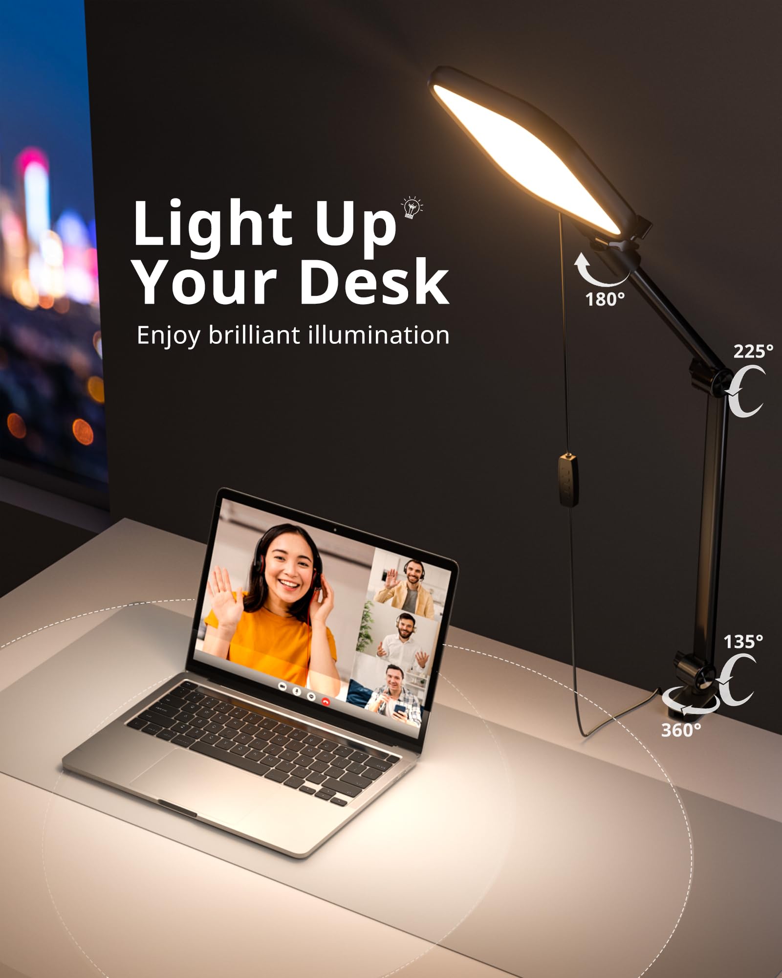 Ubeesize Streaming Light, 8'' Ring Light For Desk With Clamp And Adjustable Arm, Zoom Lighting For Computer, Video Conference Li