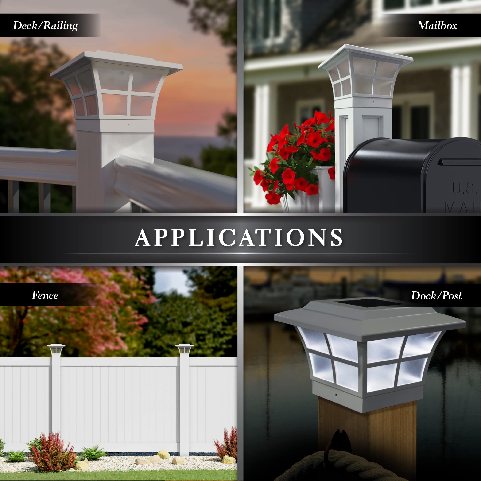 Classy Caps Sl079W Pvc Prestige Solar Post Cap, 4'' X 4'', White