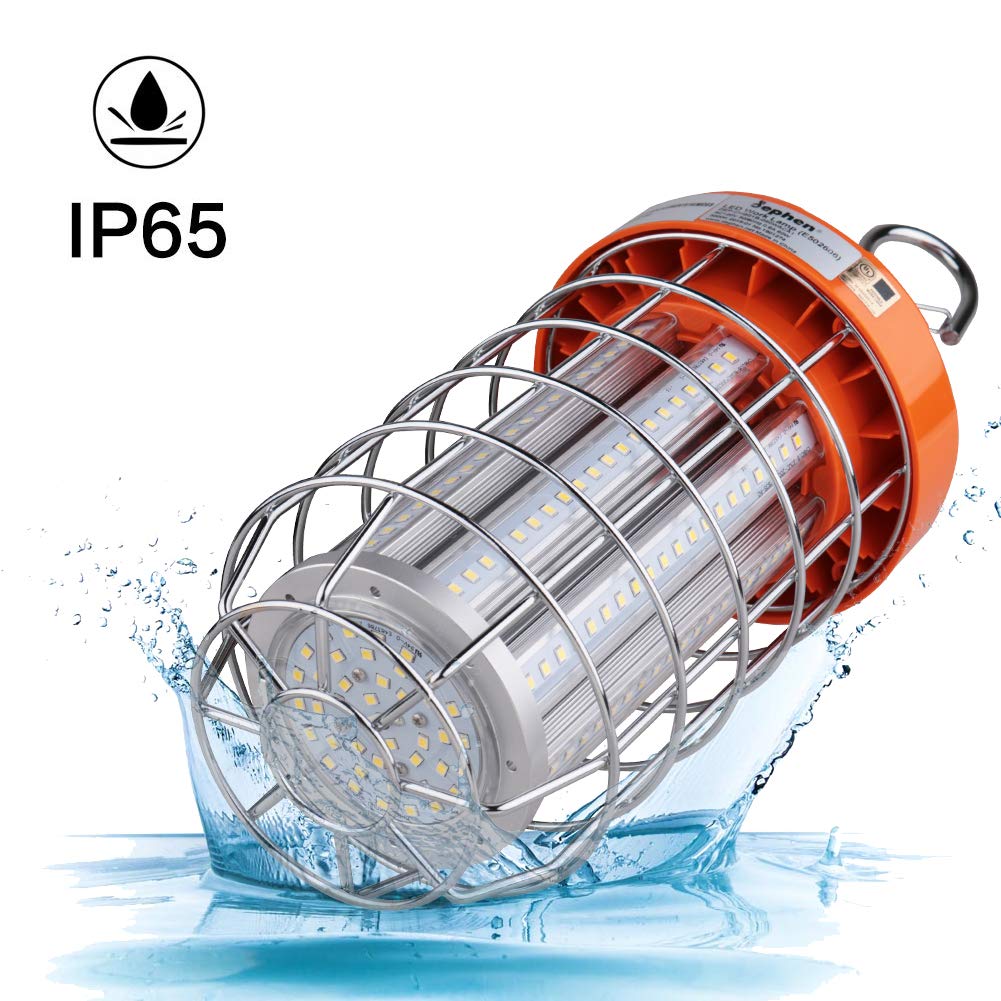 Dephen 60W Led Temporary Work Light, 8400Lm 5000K Construction Spotlights, Plug In Portable Worklight With Hook, 360 Degree Hang