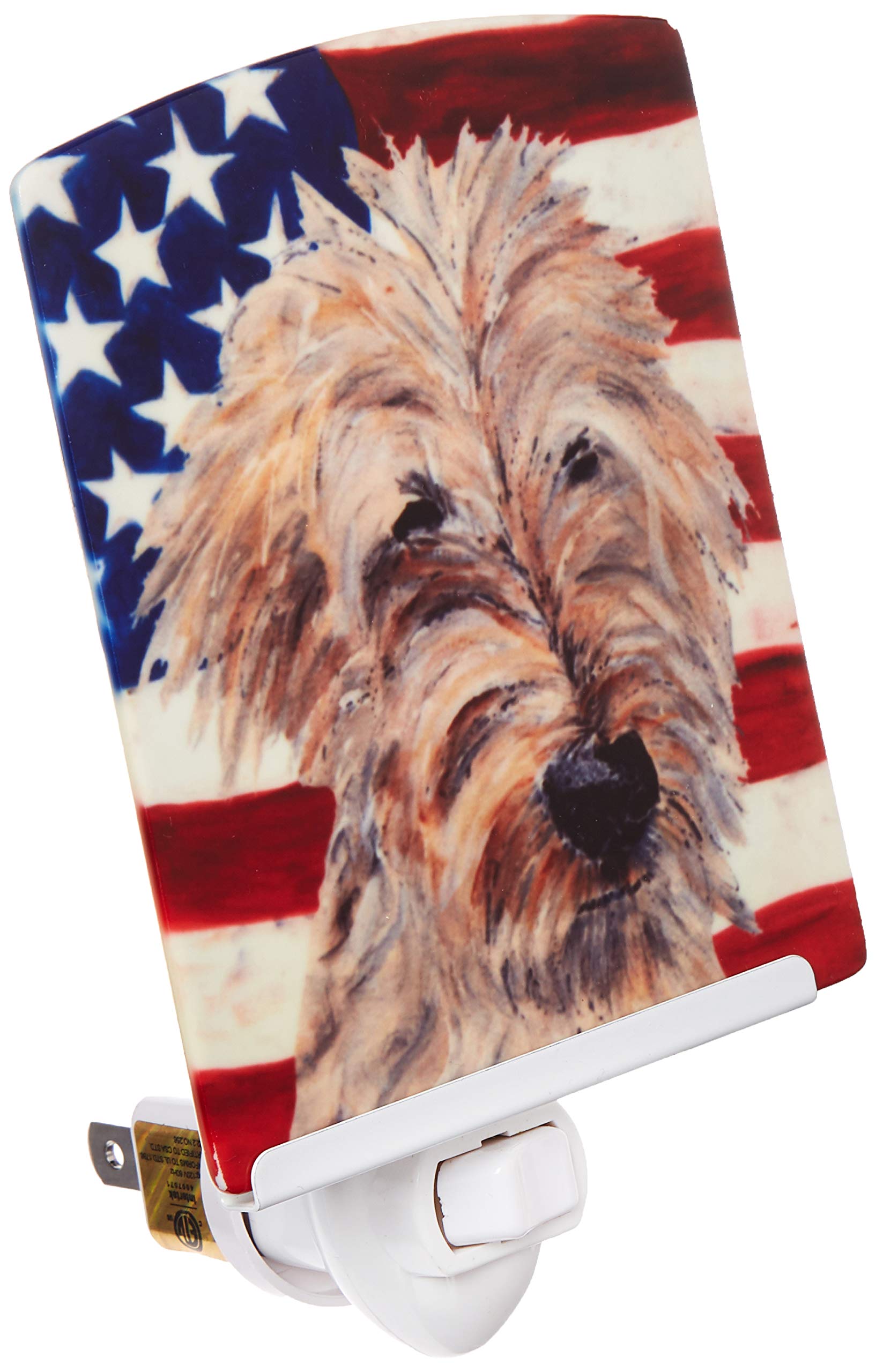 Carolines Treasures Ceramic Night Light, Golden Doodle with American Flag, 6x4x3in, Multicolor, Model SC9521CNL