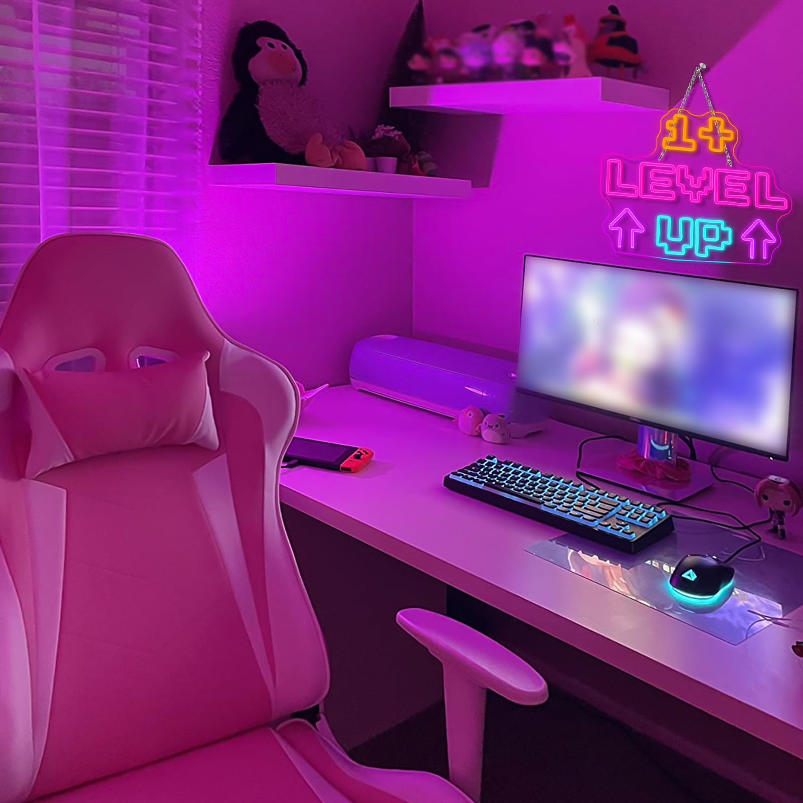 Horseneon Level Up Game Neon Sign Gamer Lights Gaming Led Wall Decor For Gaming Rooms  Esports Arenas & Streamer Setups Gaming Neon Sign Gamer Led Retro Arcade Style Game Lighting