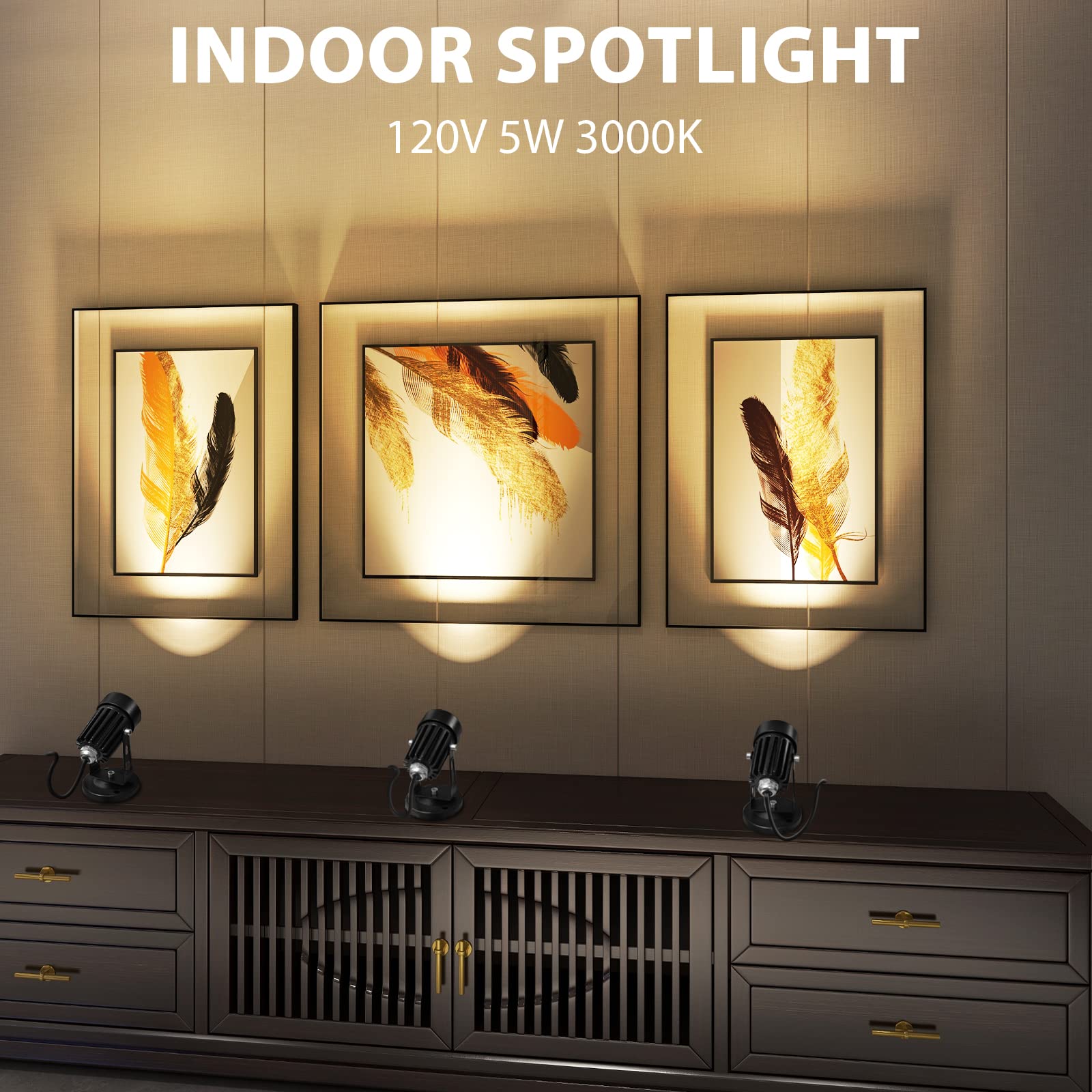 Junview 2Pack Led Spot Lights - Adjustable Indoor Uplights For Plants & Art Decor, Warm/Day White