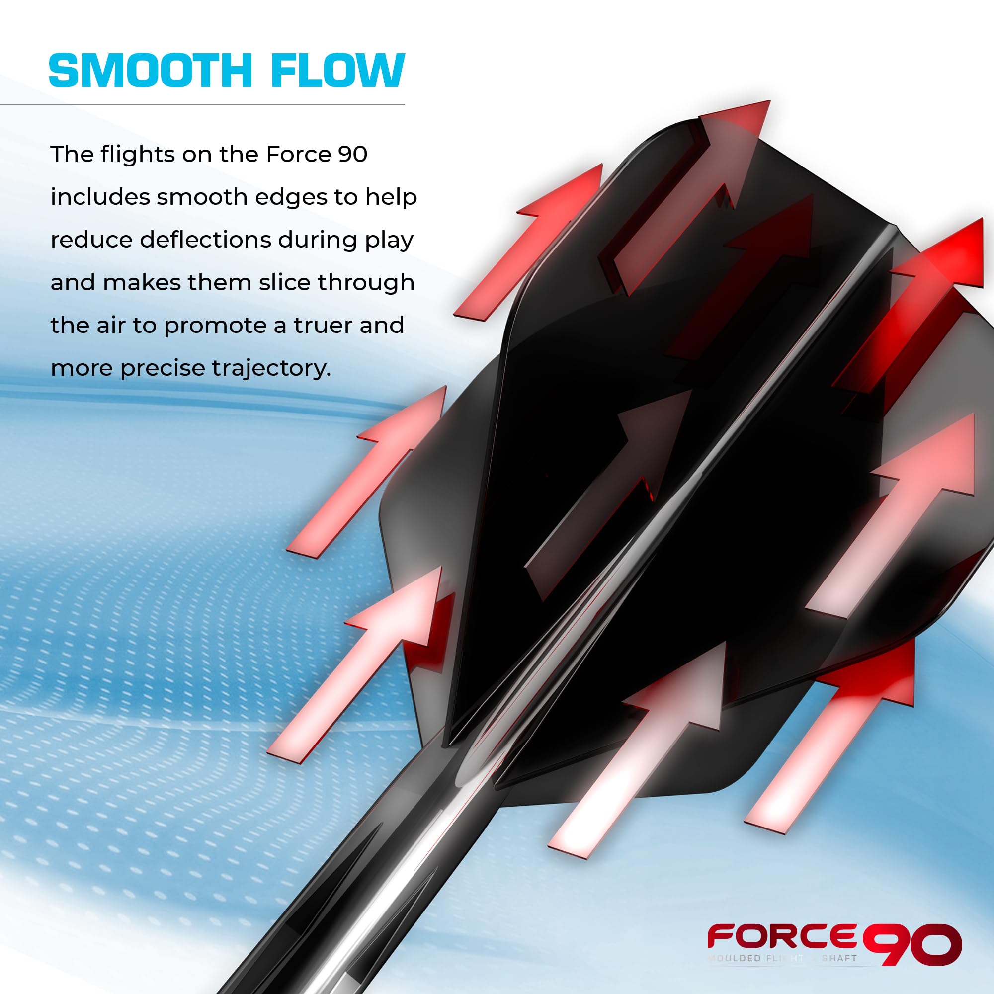 Mission Darts Force 90 Dart Flights and Stems, 2-in-1 System, Plastic, Standard No.2, Medium, Black, Pack of 3