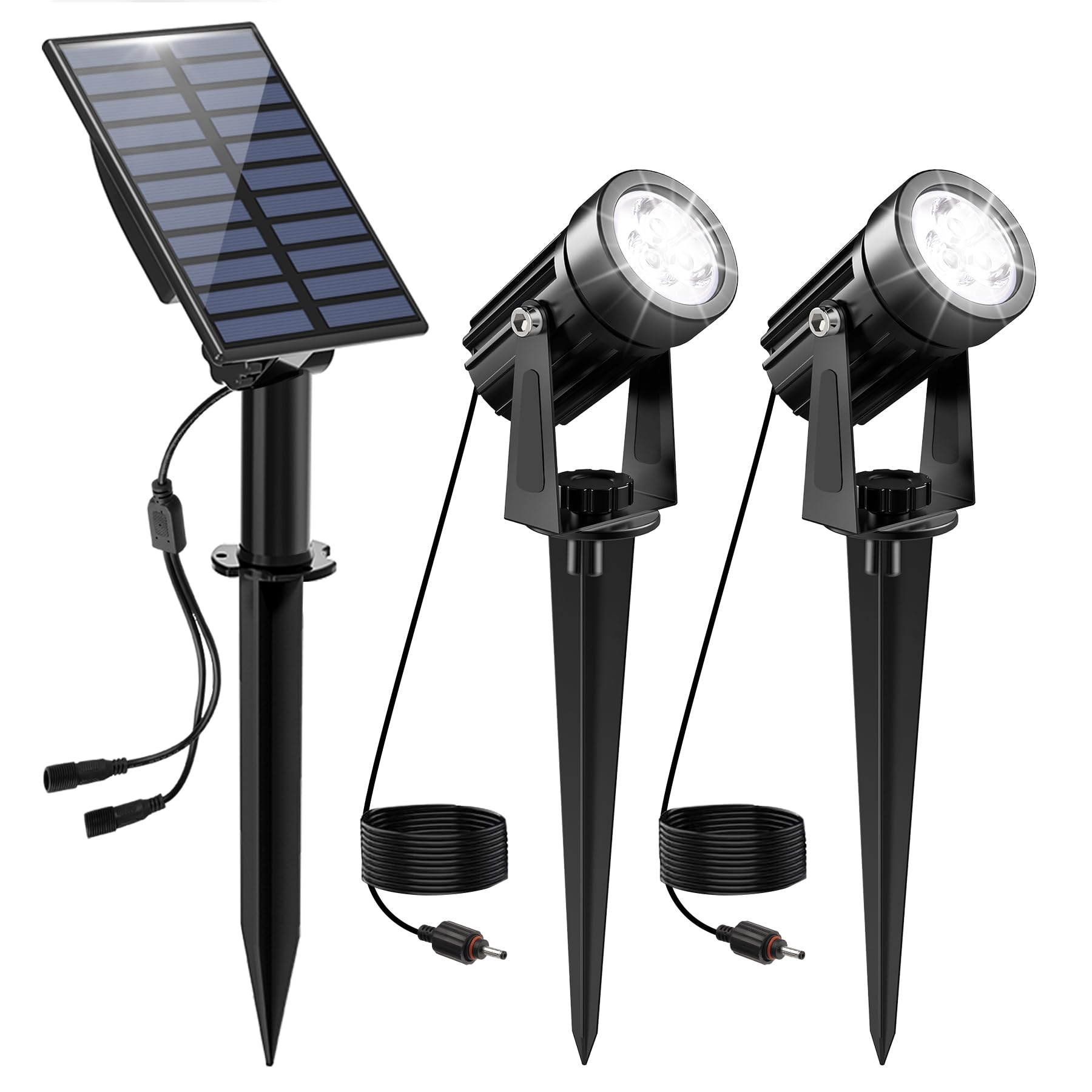 CREPOW Solar Spot Lights Outdoor, 2-in-1 Solar Landscape Spotlights IP65 Waterproof 9.8ft Cable,Auto On/Off Outdoor Wall Lights