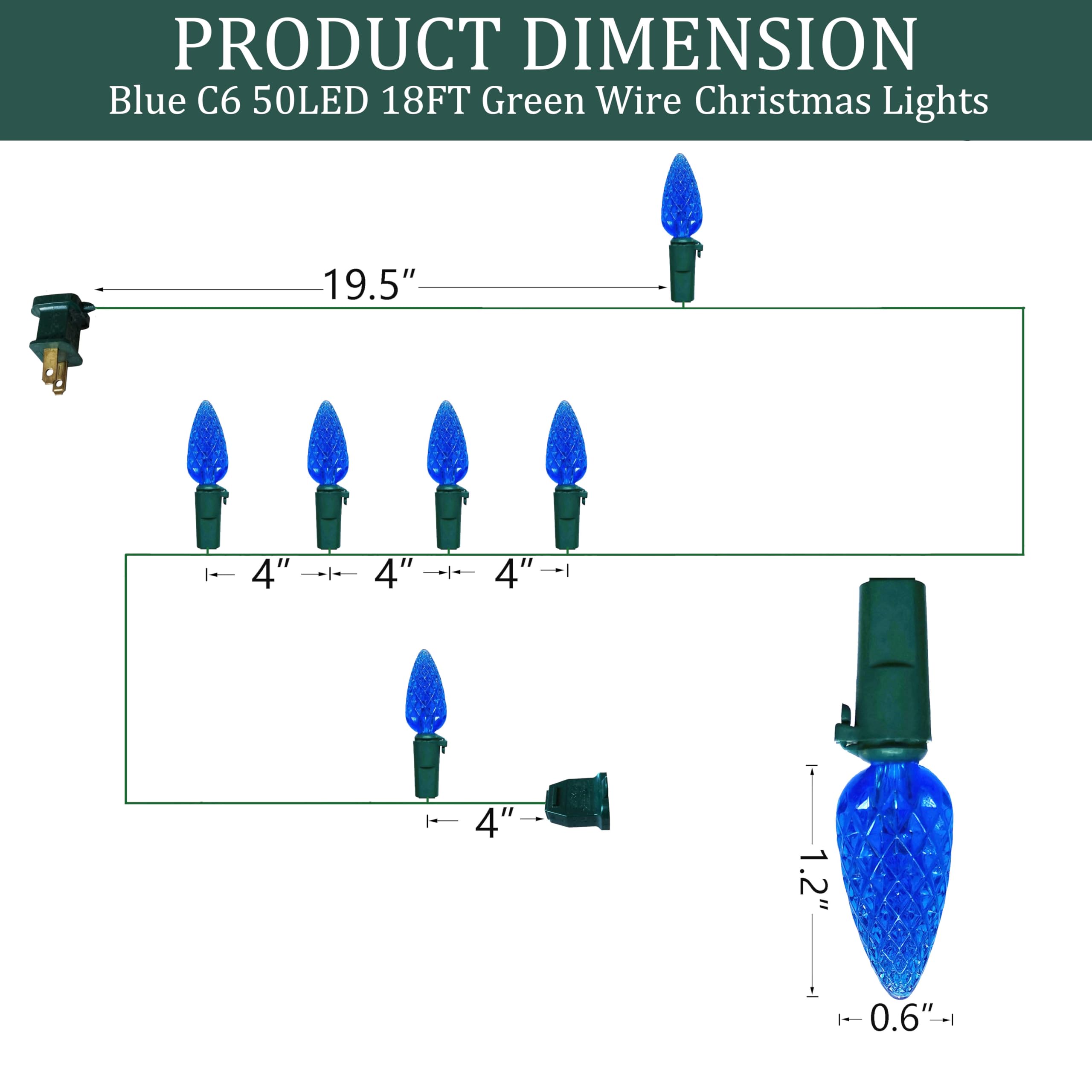 Mxtclm C6 Christmas Lights 50 Led Blue Strawberry 18Ft Waterproof String Lights For Outdoor Indoor Garden Yard Home Party Christ