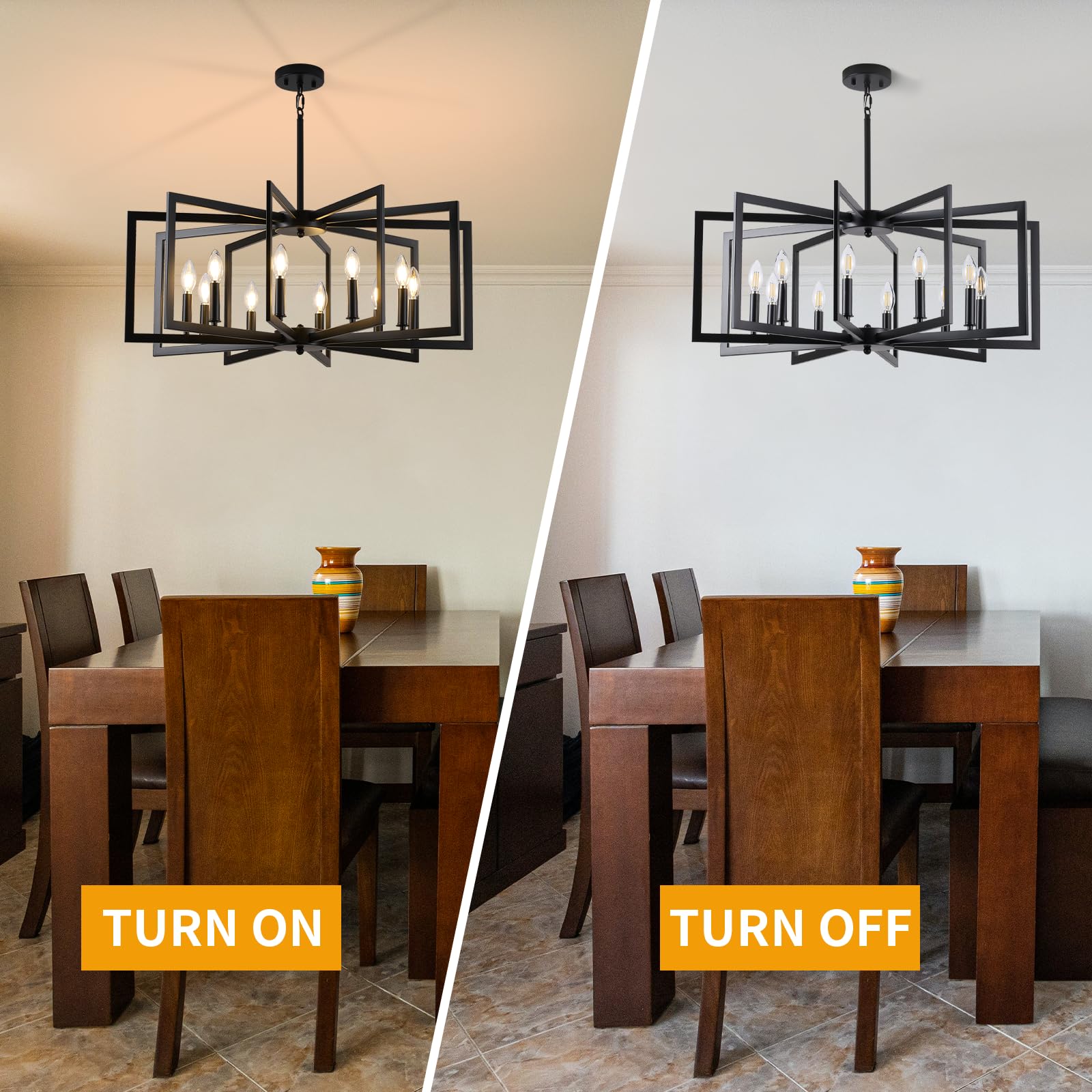 Miaybph Black Chandelier For Dining Room, 10-Light Kitchen Chandelier Light Fixture Modern Metal Industrial Large Chandeliers Fo