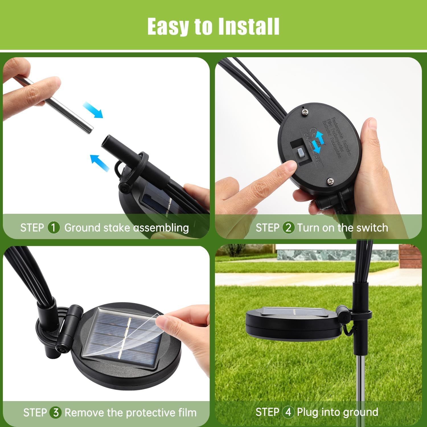 Flumy Solar Lights Outdoor Waterproof 6 Pack, Upgraded Outdoor Firefly Light For Yard Patio Garden Decor, Solar Lights For Outsi