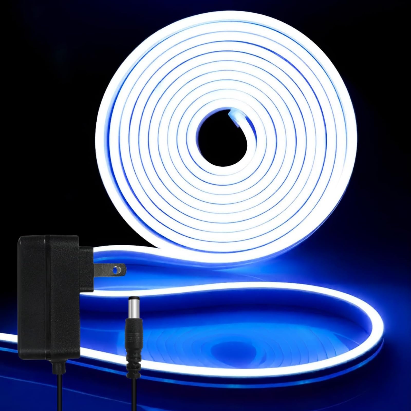 iNextStation 12V LED Strip Lights, Waterproof Silicone Neon Rope Light, 16.4FT, Blue, Dimmable, Cuttable, Linkable