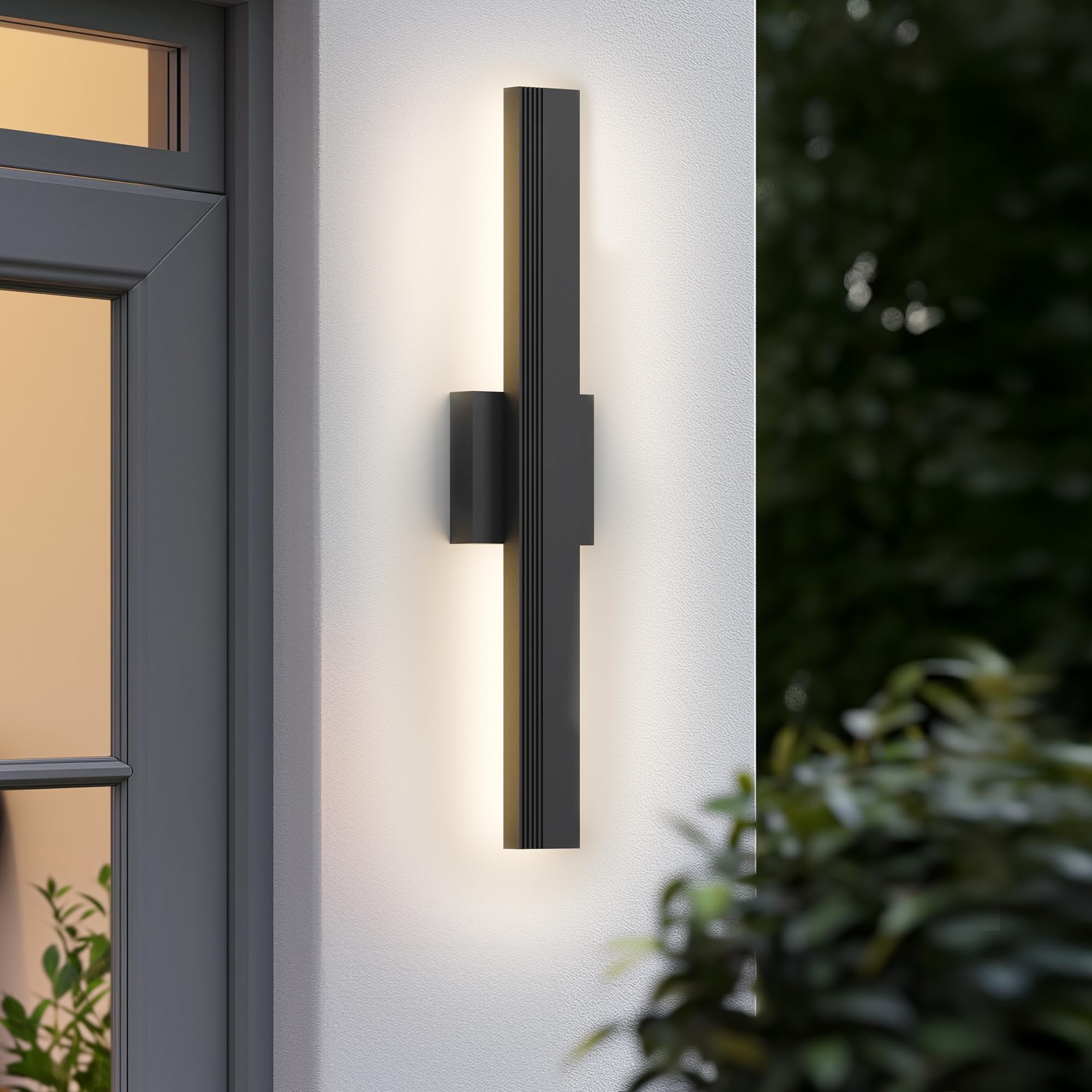 Lamqee 23.6 In Aluminum Long Outdoor Wall Light  3000K 1600Lm Integrated Led Waterproof Ip65  Linear Modern Exterior Lighting Fixtures Wall Mount Outside Sconce For House Porch Patio Garage Front Door