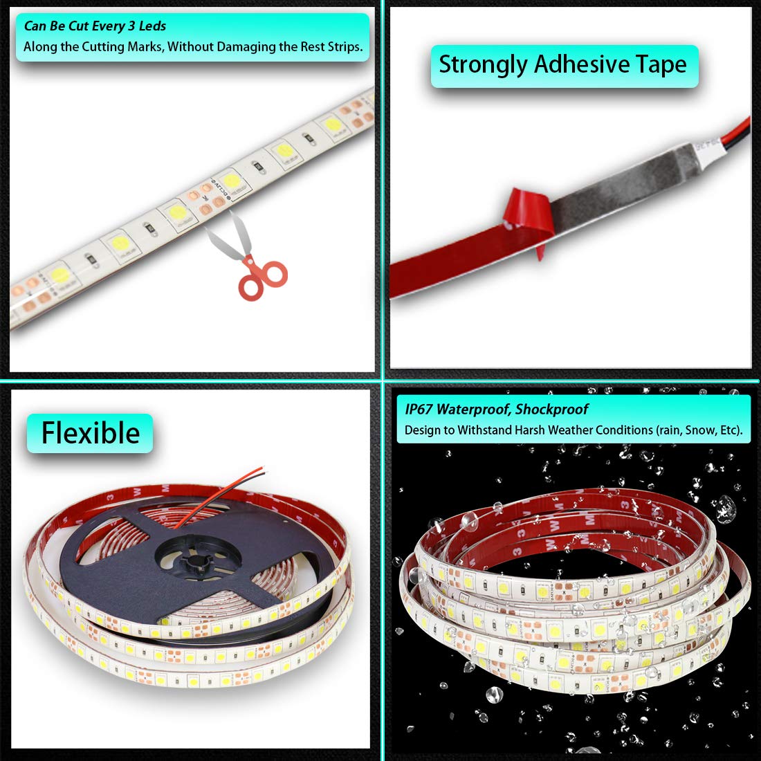 Seagenck RV LED Awning Light Strip, 5m (16.4ft), DC 12V, Blue - Ideal for Campers, Motorhomes, Food Trucks, and Outdoor Events