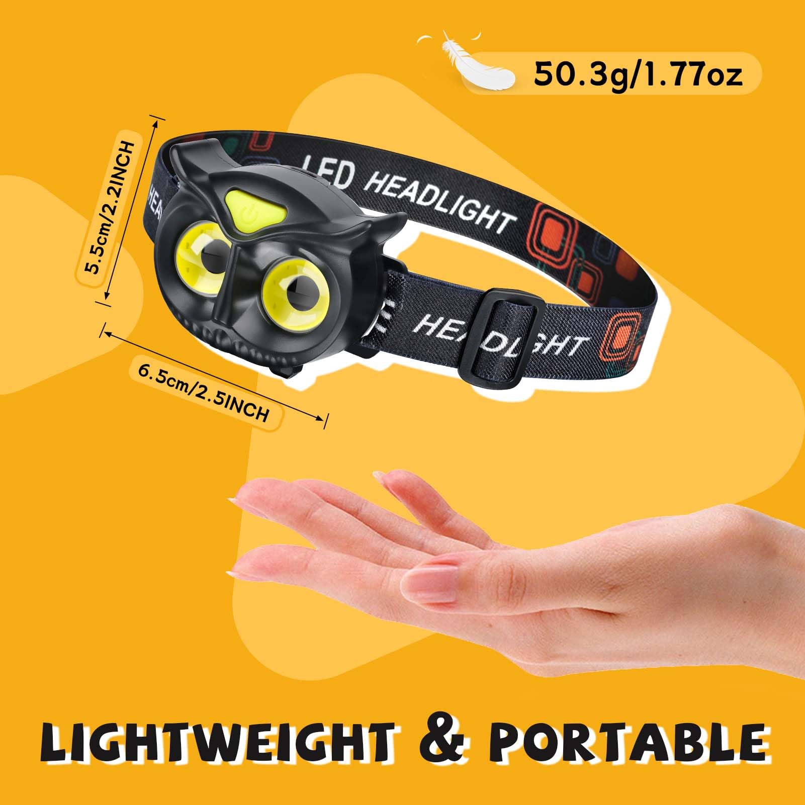unibrite LED Headlamp - 2 Pack COB Flashlight for mature-themeds, Lightweight, Battery Powered, Black, Model ZD-1489-2-NEW-US
