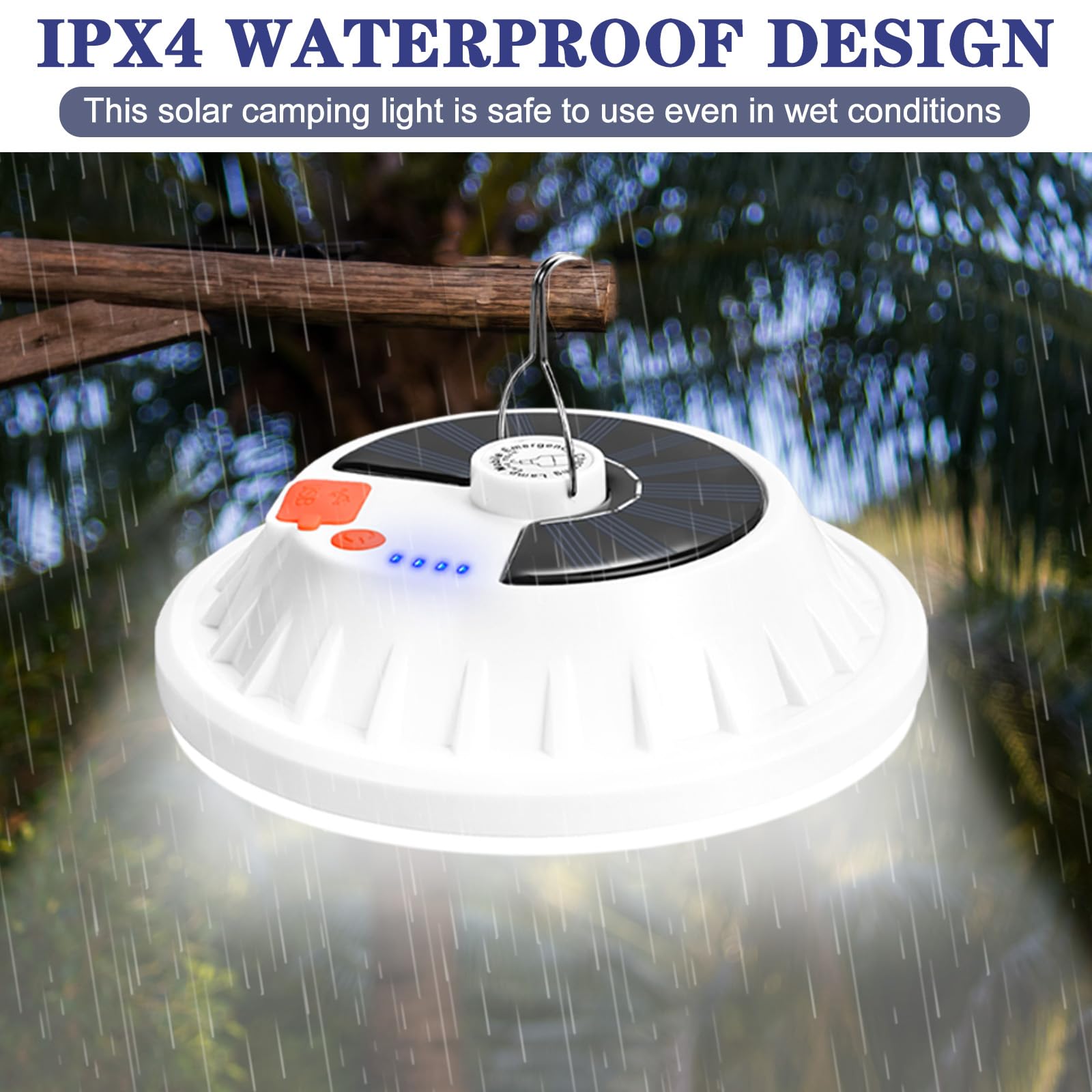 Lembopo 2 Pack Solar Camping Lantern with Remote 4000LM Rechargeable Hanging Light Portable LED Camping Lights IPX4 Waterproof T