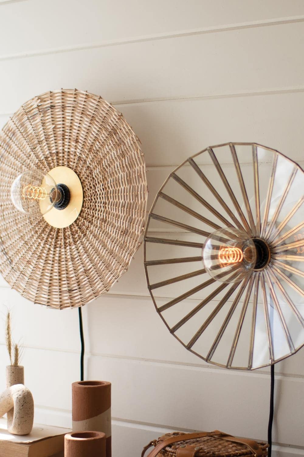 Kalalou Nep1052 Glass And Iron Wall Lamp