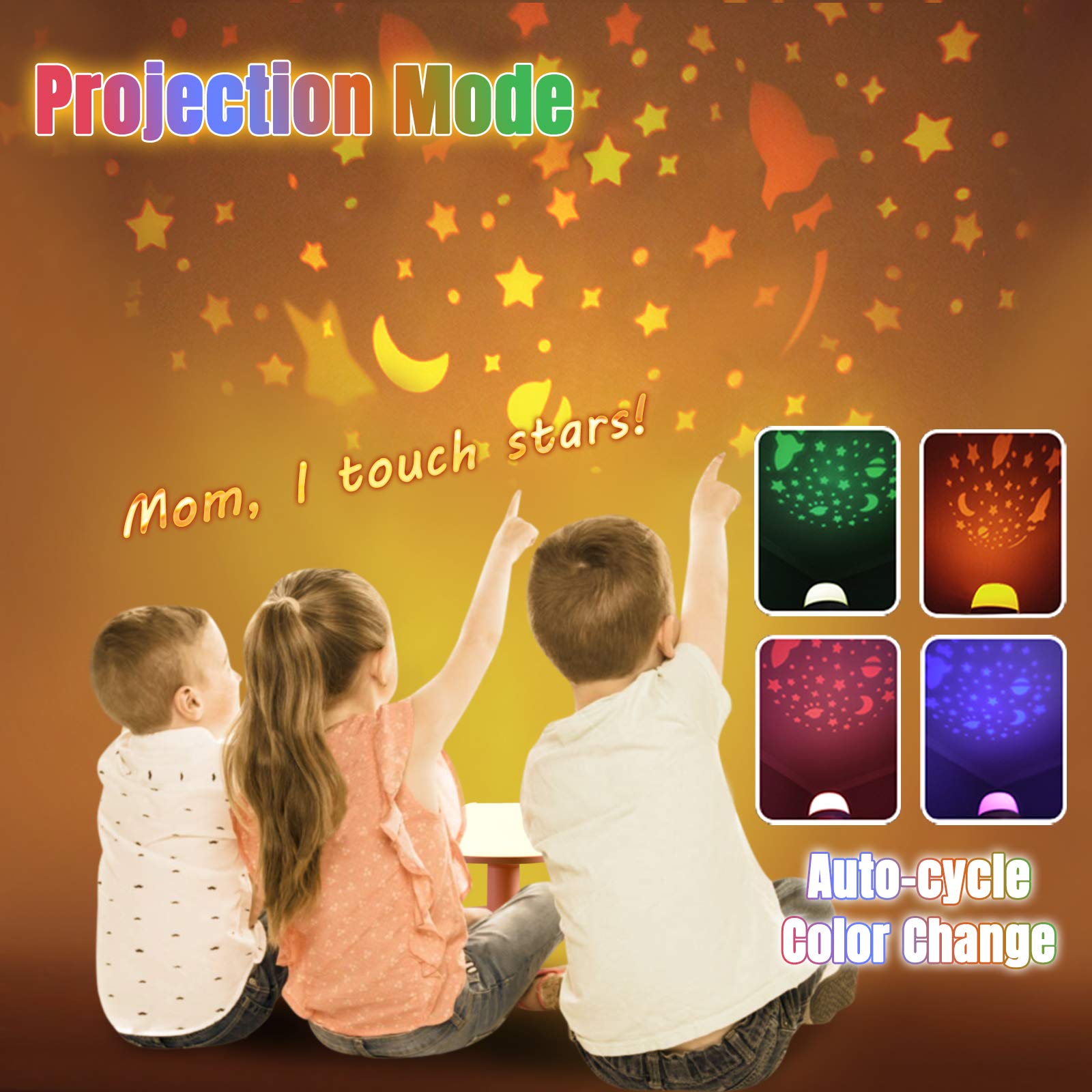 Licklip Pink Dimmable Led Toddler Night Light With Star Projector & Timer - Rechargeable Portable Lamp