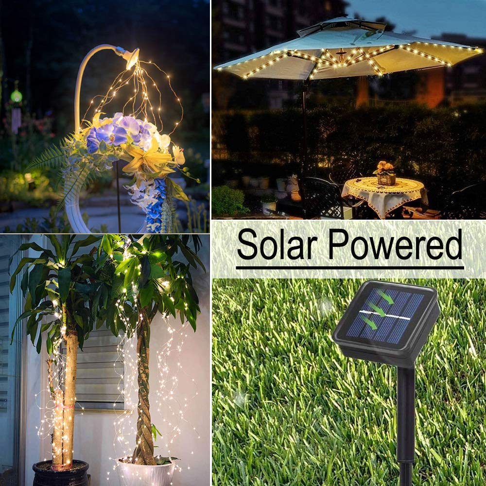 soltuus Solar Fairy String Lights - 180 LEDs Waterproof Outdoor Decor, Warm White, Copper Material