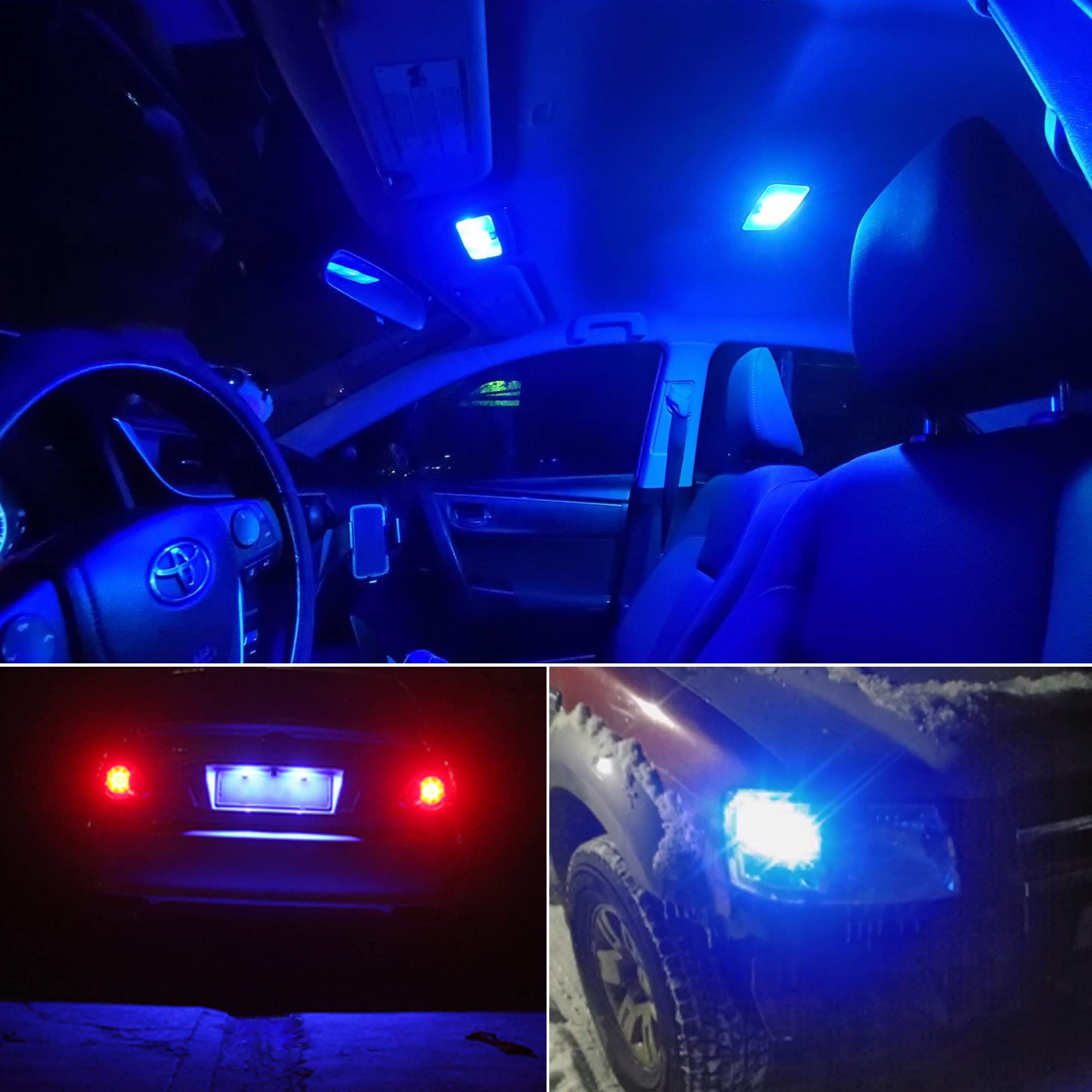 PHINLION T10 Blue LED Bulbs for Car Interior, Pack of 10, 12V, Model T10-2835-8SMD-B