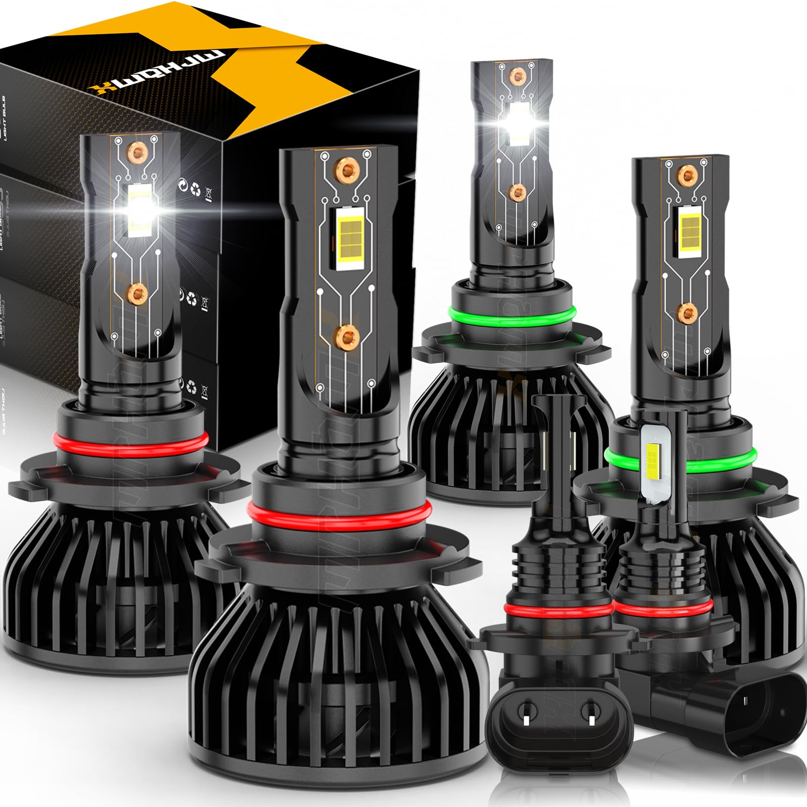 XWQHJW Fog Light Bulbs Kit for 2005-2008 Toyota Corolla, 6000K Brightness, 6-Pack, Models 9005 HB3, 9006