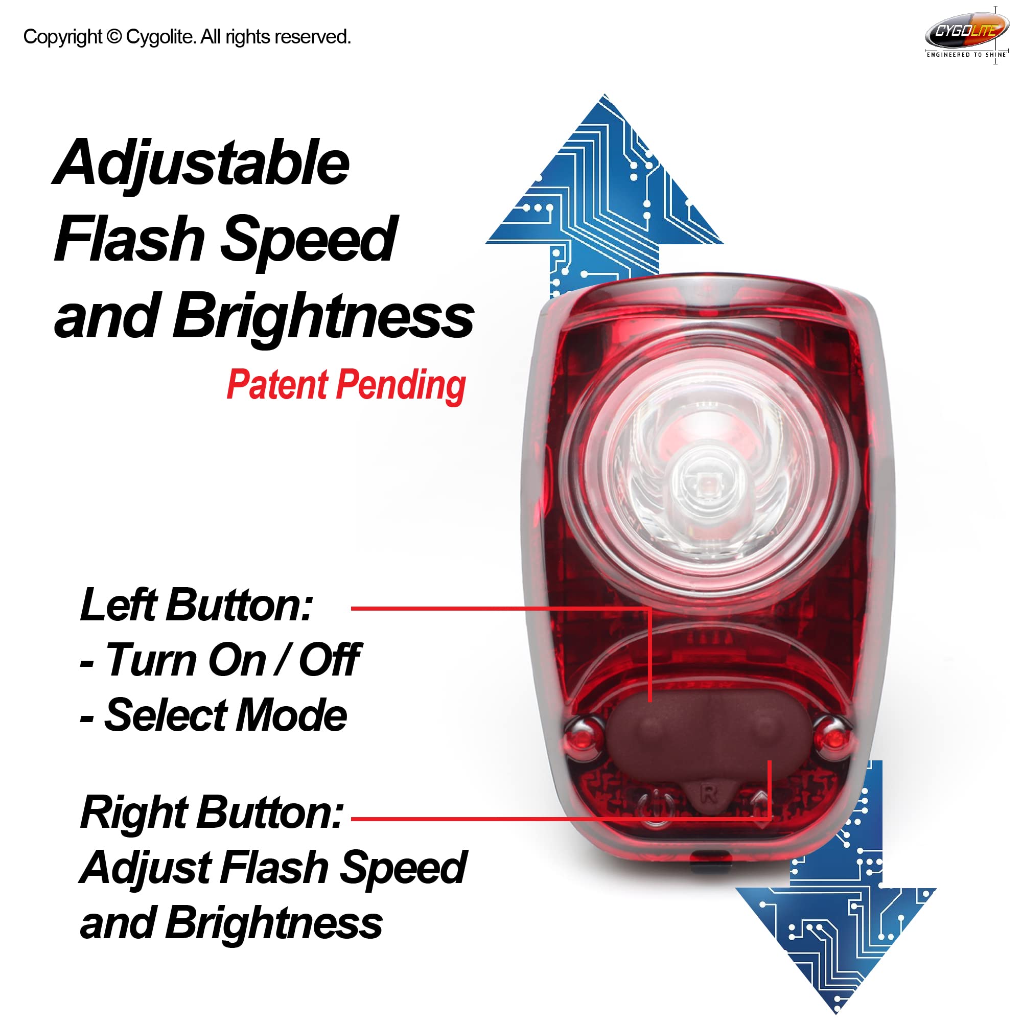 Cygolite Hotshot- High Power 2 Watt Bike Taillight- 6 Night & Daytime Modes- User Tuneable Flash Speed- Compact Design- Ip64 Wat