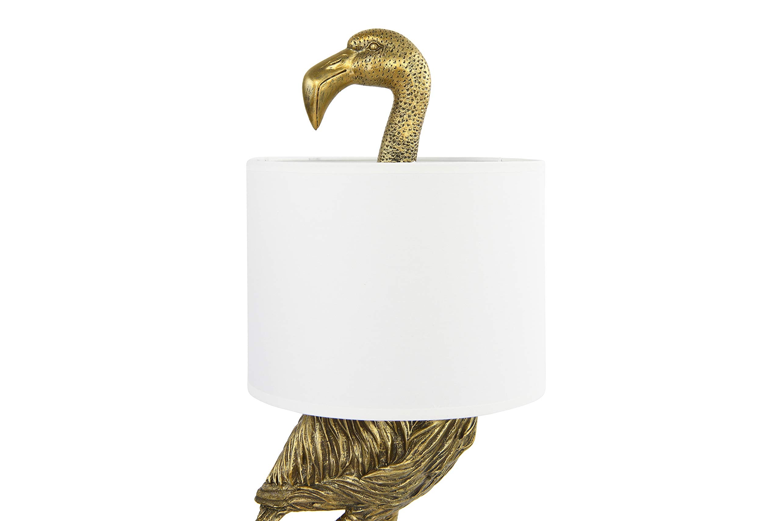 Creative Co-Op Resin Flamingo Table Lamp, Gold Finish, 32" with Linen Shade, Model EC0203