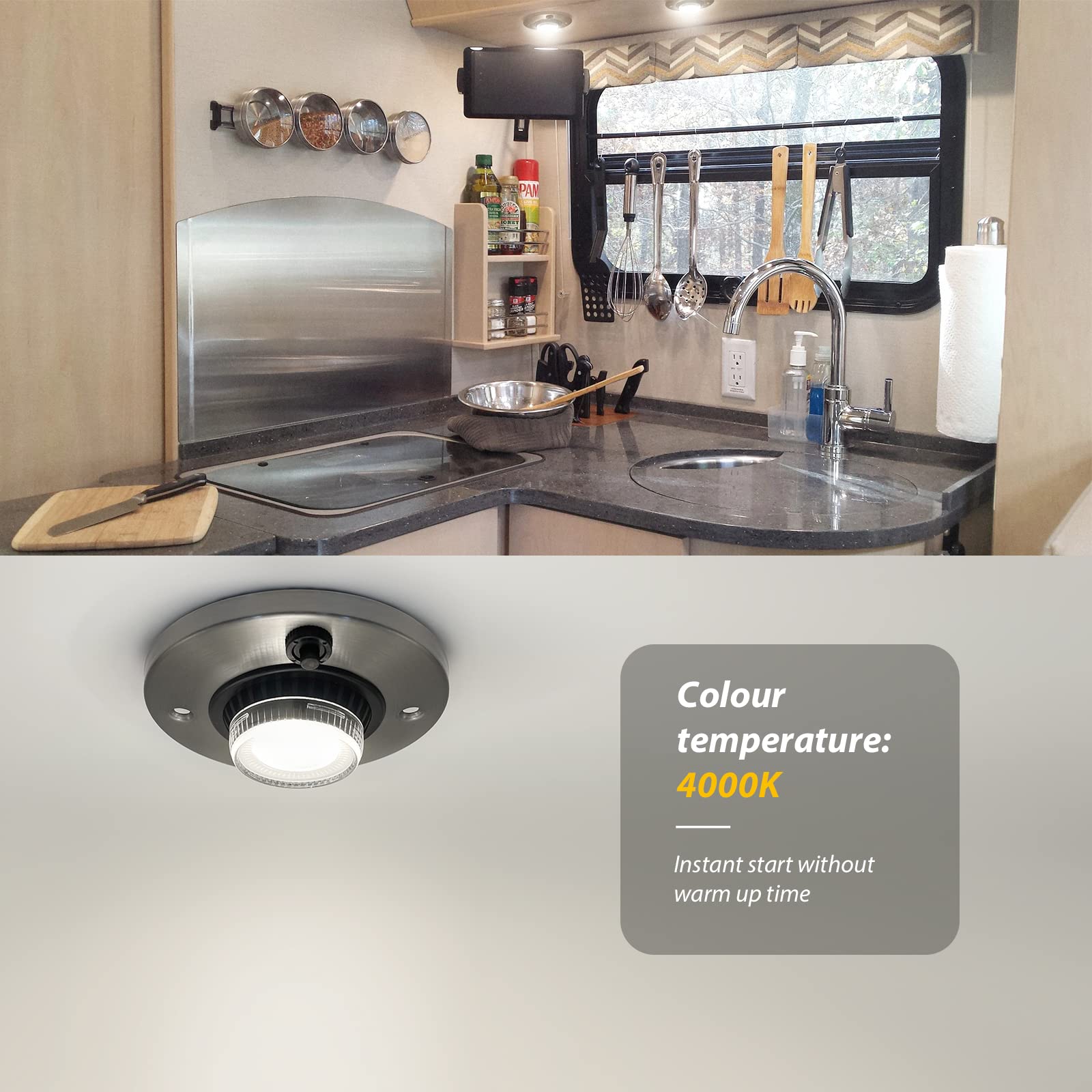 Dream Lighting 12V Light Fixtures With Switch 2W Led Recessed Swivel Spot Cabinet Down Light 4000K Bright White Lighting 4Inch