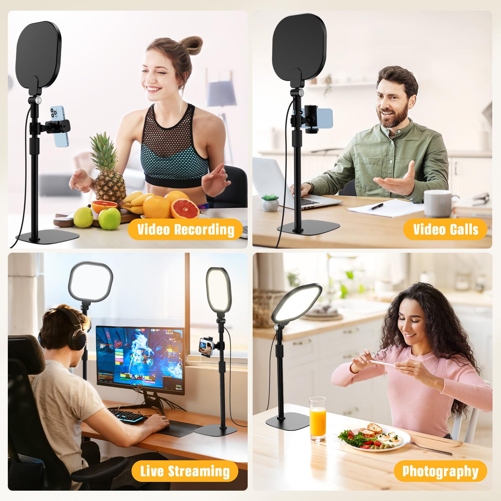 2 Packs Video Conference Lighting Kits, Dimmable Desk Ring Light With Stand And Phone Holder, Computer Laptop Light For Zoom Mee