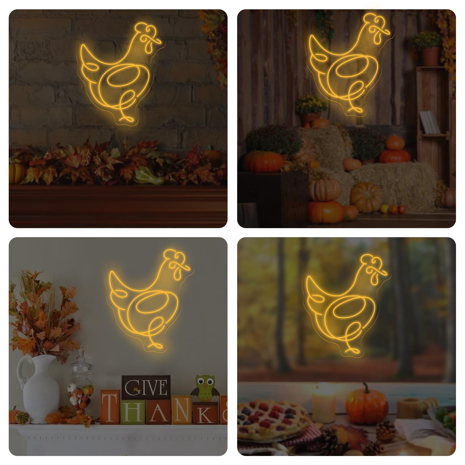 Chicken Neon Wall Sign  Rooster Led Neon Sign  Animal Neon Wall Light  Wild Life Led Wall Light  Hen Home Room Decor For Party Gift Living Room Bedroom Birthday Christmas Thanksgiving Wedding Bar