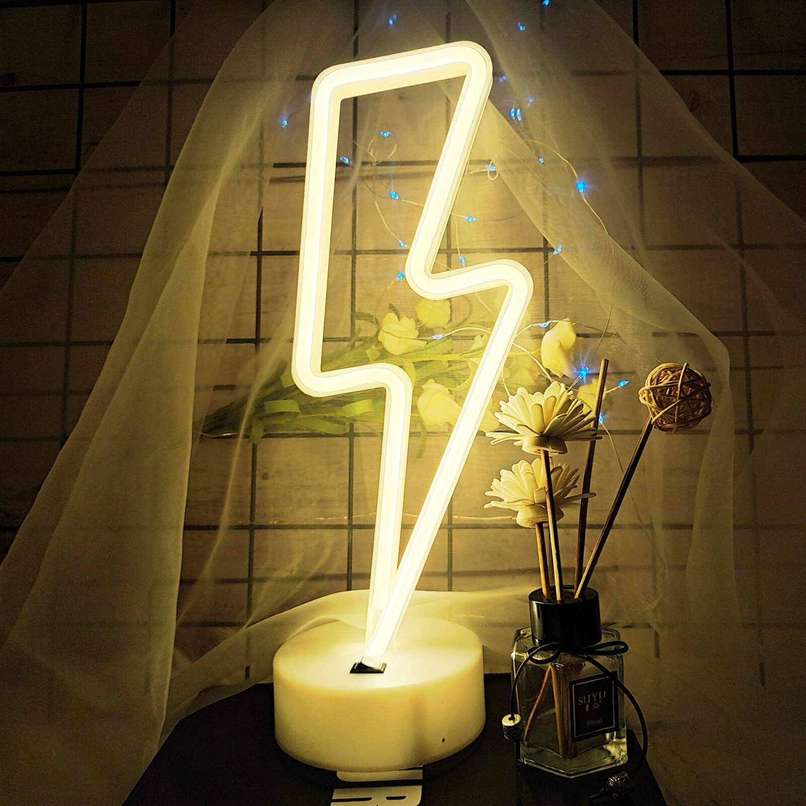 Vifulin Neon Sign Lights - Warm White Usb/Battery Powered Led Room Decor For Teen Girls, Cute Bedroom Gift With Holder