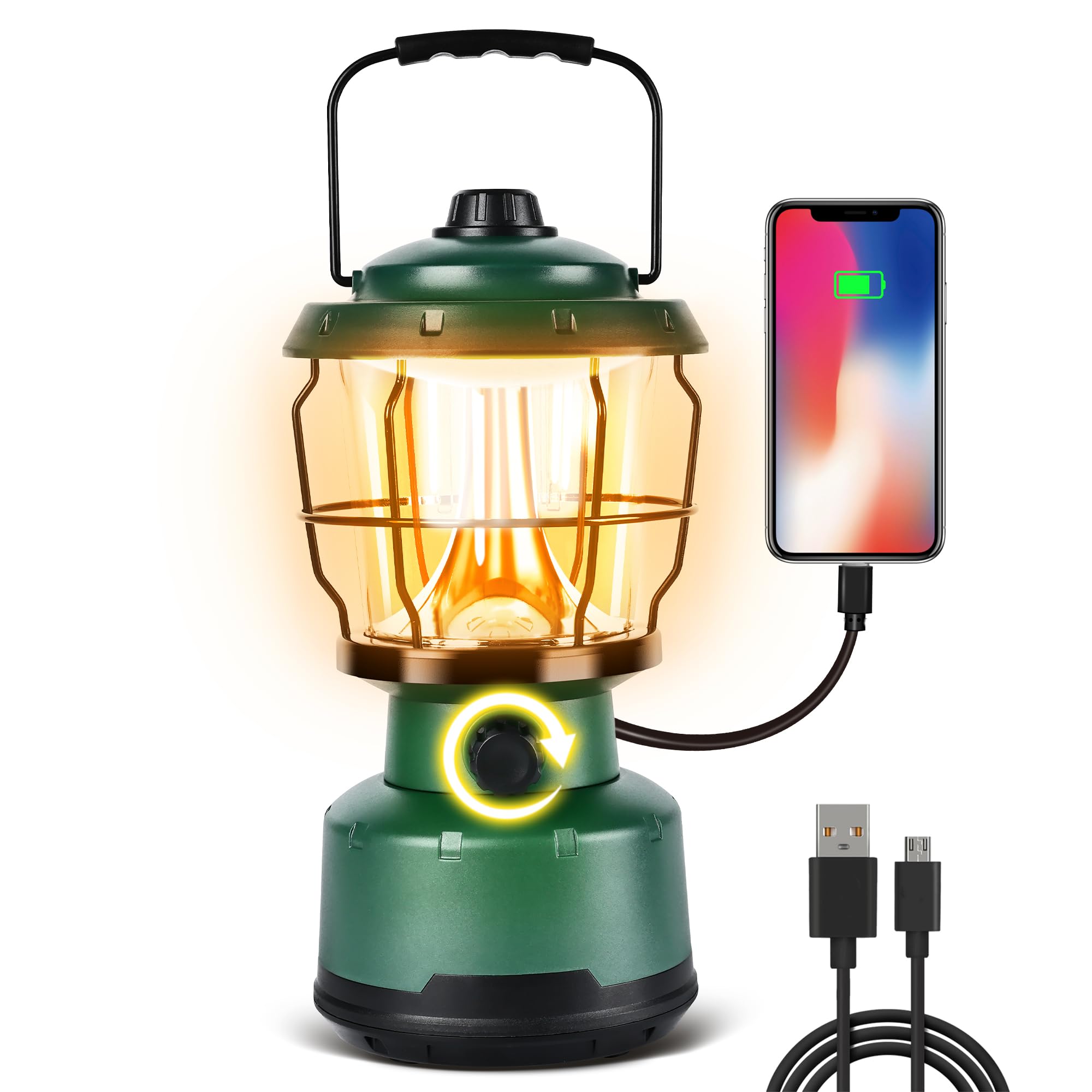 Favorbrite LED Camping Lantern, 2500LM Dimmable Vintage Rechargeable Lantern, Water Resistant Portable Emergency Lights for Camp