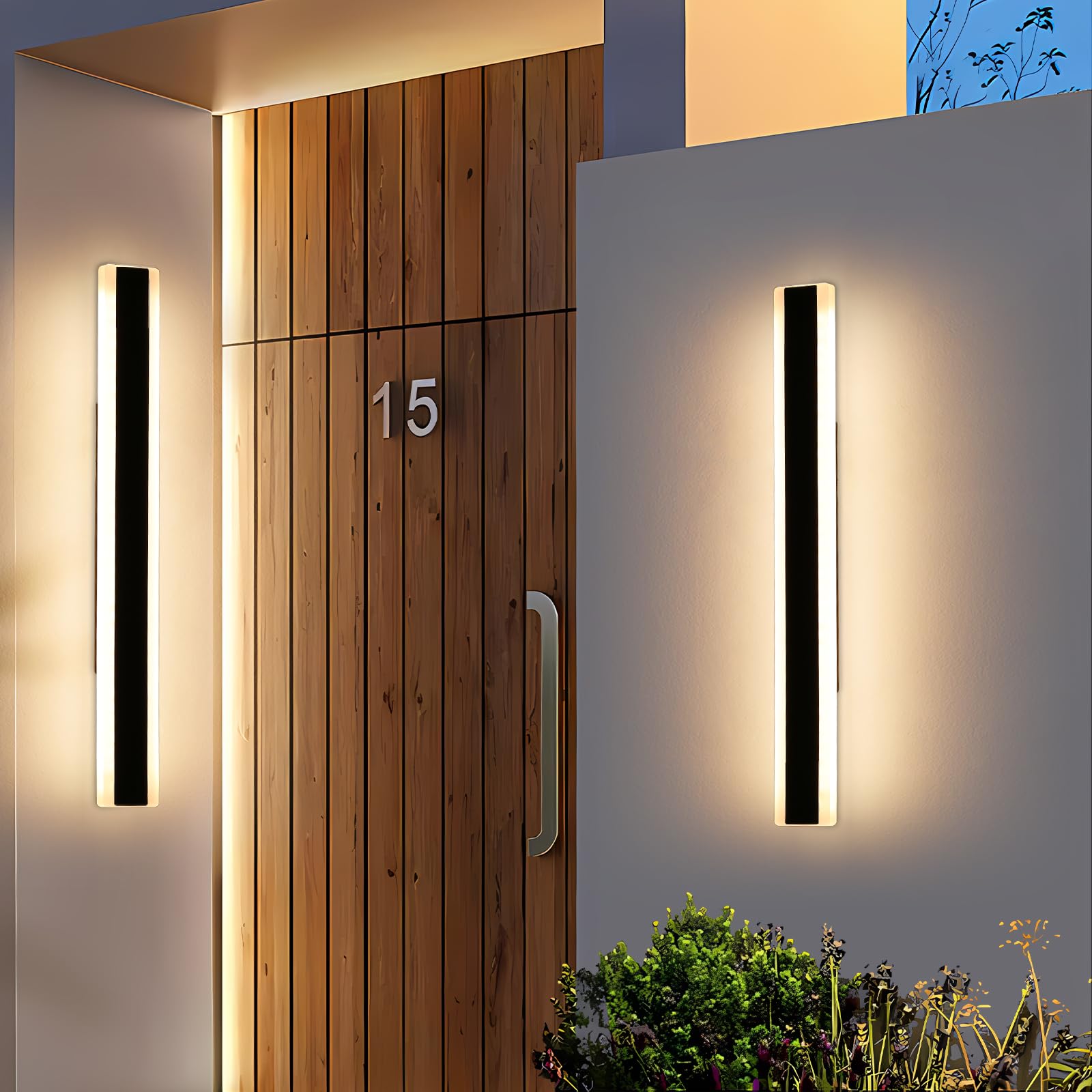 Mikeru 2-Pack Outdoor Wall Light Fixtures, 31.4" IP65 Waterproof Iron, Warm White, Model FTBD-2PACK
