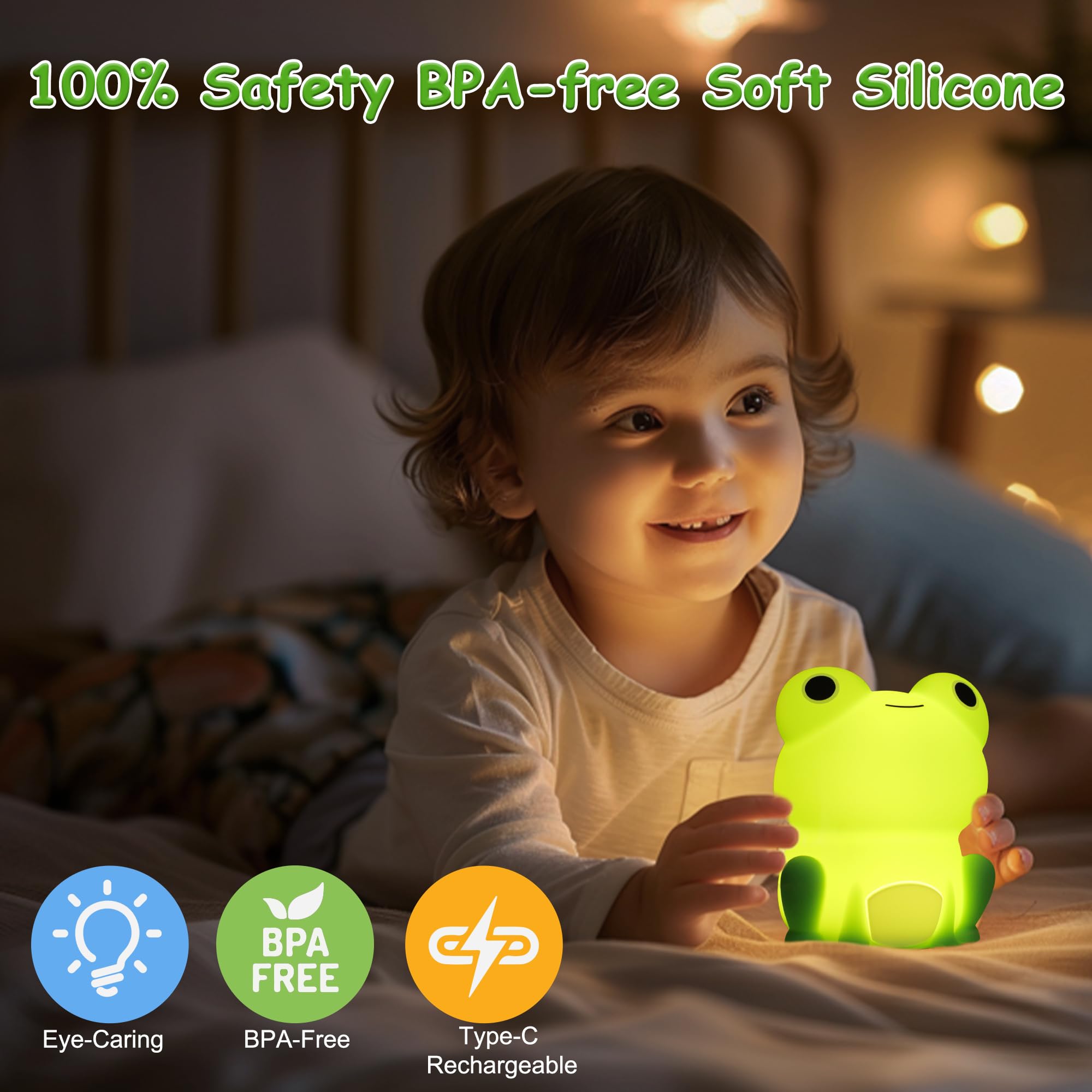 Lampeez Frog Night Light  Cute Frog Gifts  Soft Silicone Lamp Nursery Nightlight Led Night Light  Bedroom Decor As Xmas Birthday Gifts For Boys Girls