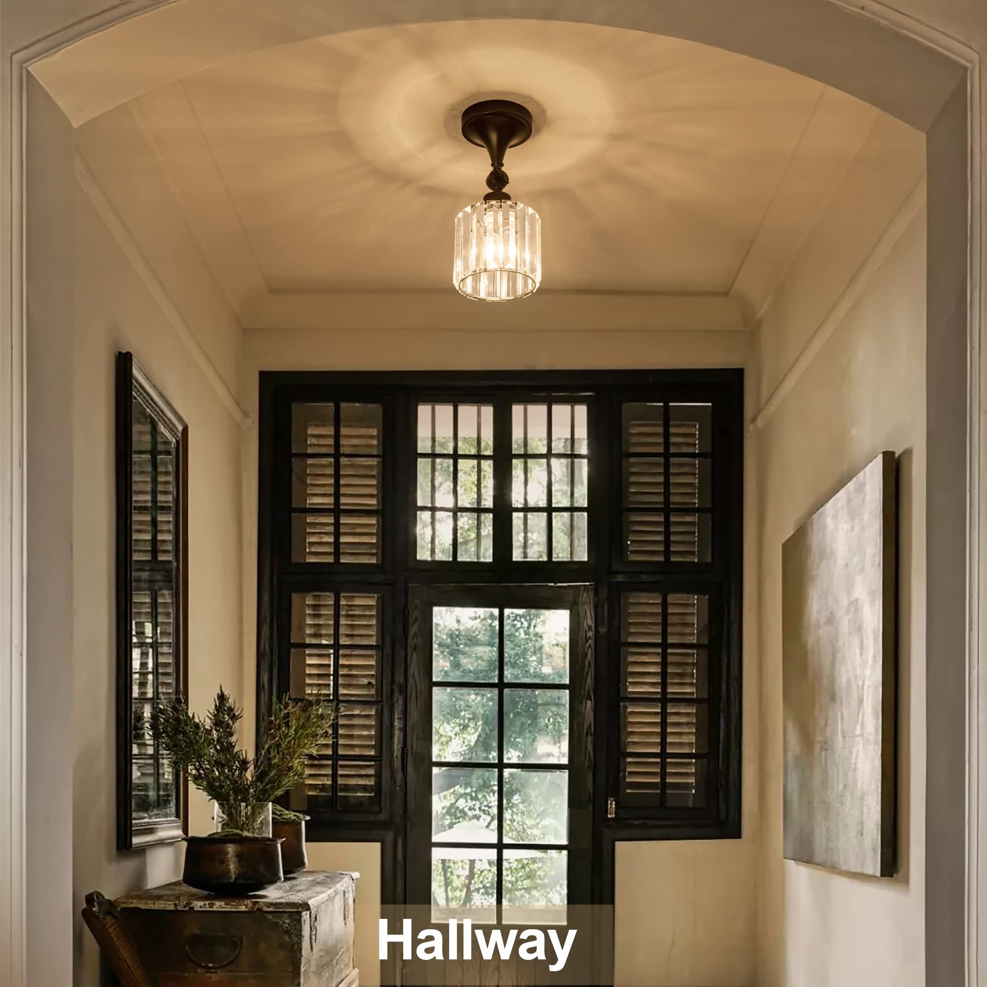 Edzemuwa Flush Mount Ceiling Light Fixture Modern Black Entryway Light Fixtures Farmhouse Lighting For Porch Hallway Kitchen Bedroom