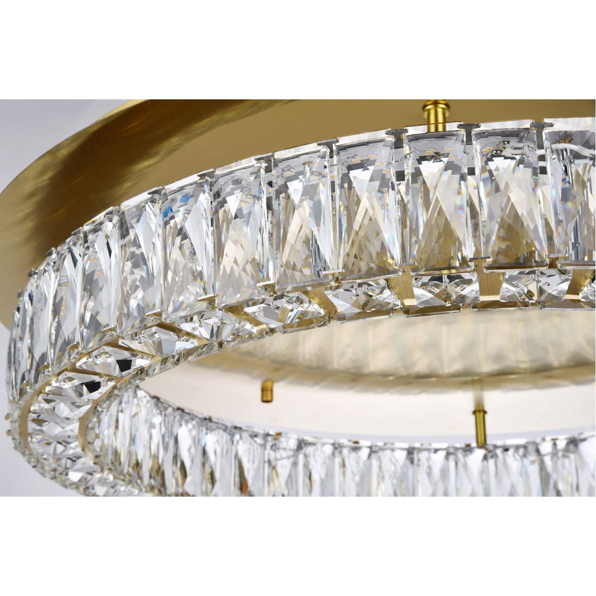Elegant Lighting Gold Flush Mount Led Light With Clear Crystal, 25.6&quot; Modern Ceiling Fixture