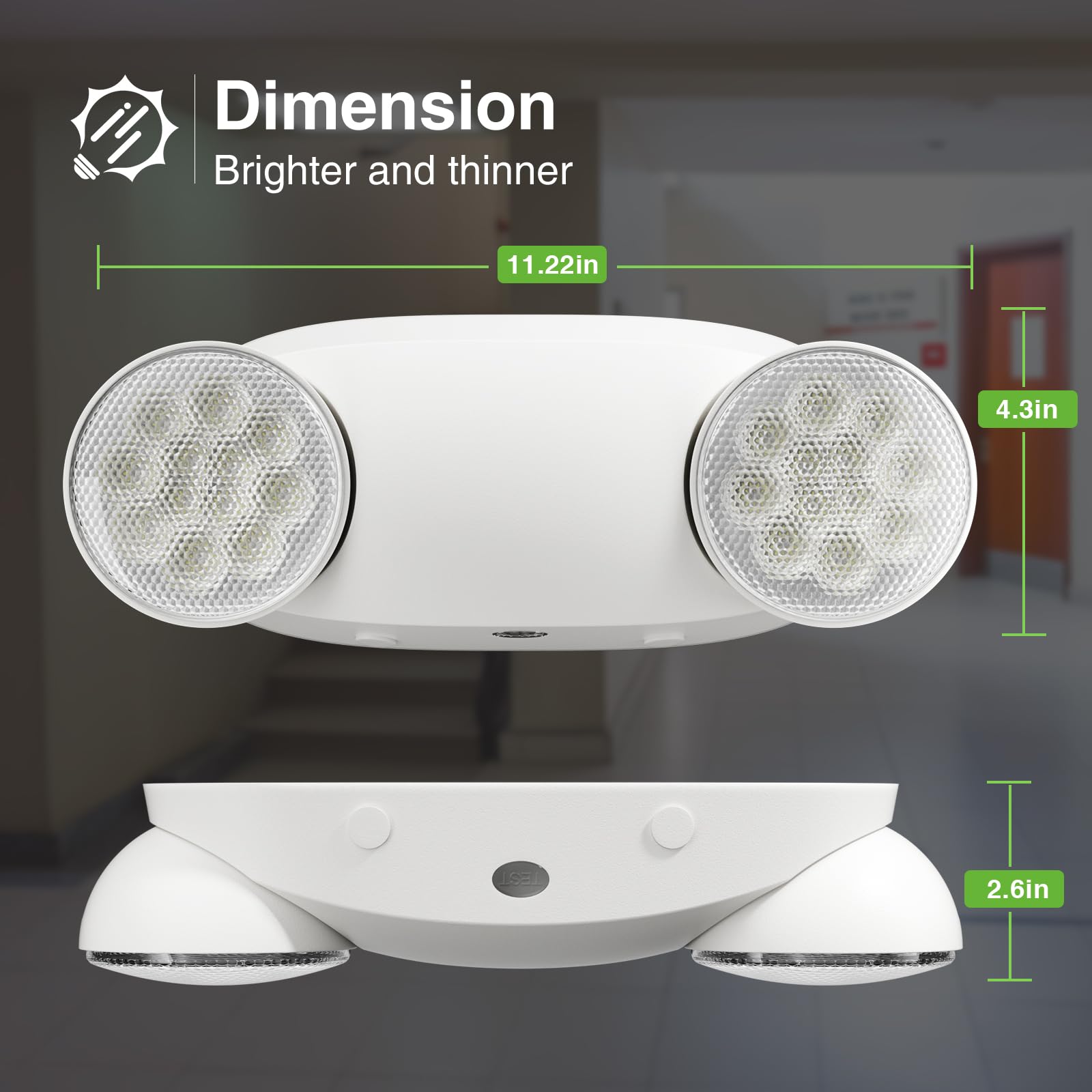 Freelicht 10 Pack Emergency Lights For Business, Hard Wired, Led Emergency Lights With Battery Backup, 2 Heads Adjustable Commer