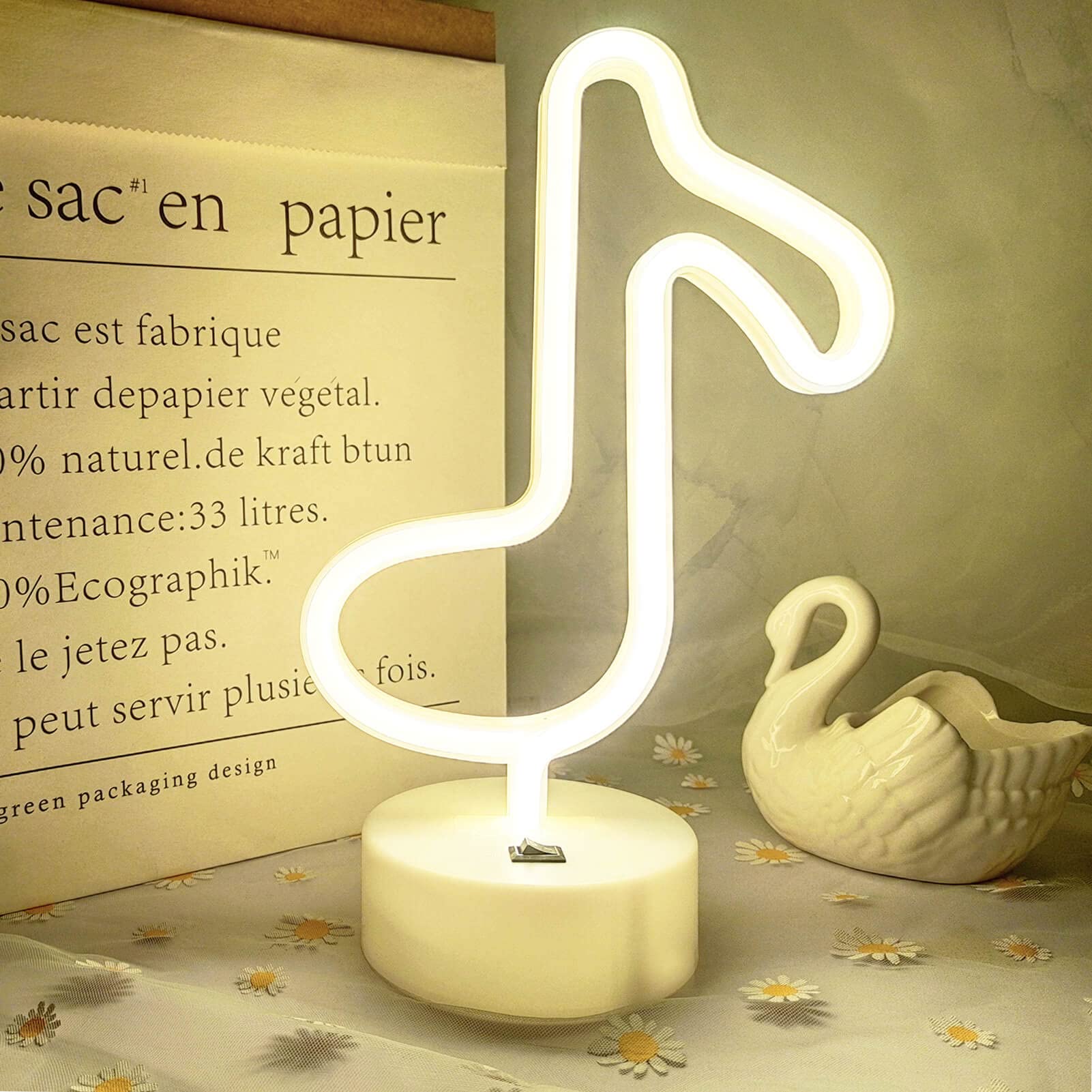 VIFULIN Musical Note Lights Music Note Neon Lamp Music Note Lights Neon Light Signs Music Note LED Light USB/Battery Operated Ne