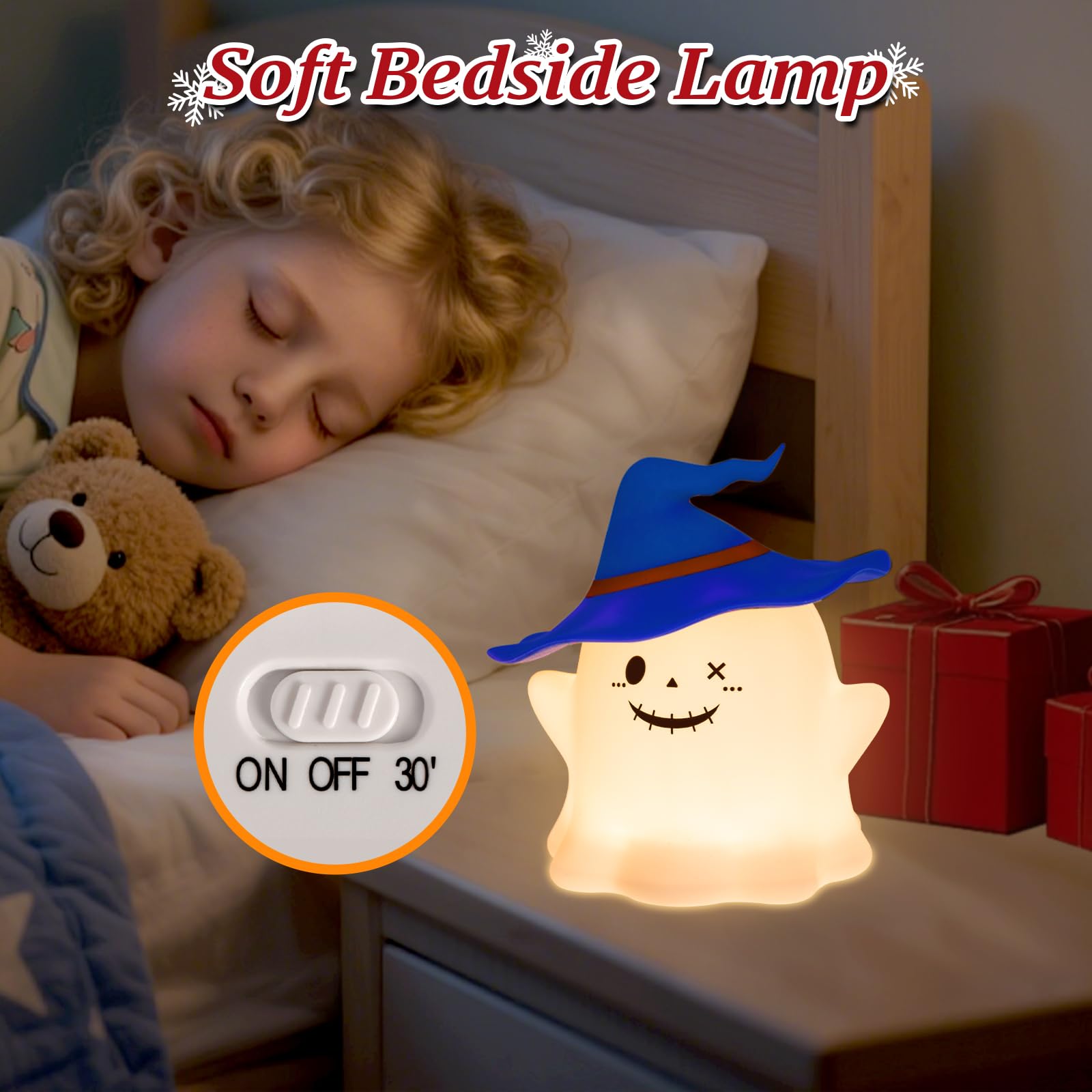 Umlaen Cute Night Light For Kids  Ghost Silicone Lamp Rechargeable Nursery Nightlight With Timer  Bedside Touch Lamp Color Changing For Toddler Baby Kids Decor  Christmas Gifts (Blue)