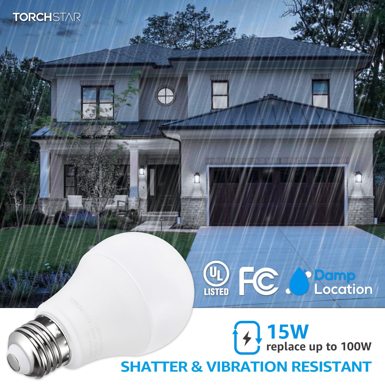 Torchstar 15W Universal Garage Door Opener Led Light Bulb, 100W Eqv. 1700Lm Ultra Bright, Minimize Interference, Ul Fcc Listed,