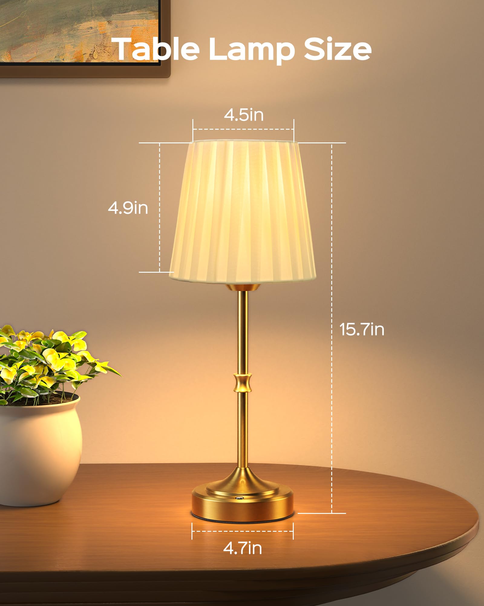 Jackyled Portables Cordless Table Lamp  3 Color Light Fabric Shade Vintage Gold Desk Lamp  5400Mah Led Rechargeable Table Lamp  Dimmable Light For Dining Room  Bedroom Bedside  Entryway Decor  2 Pack