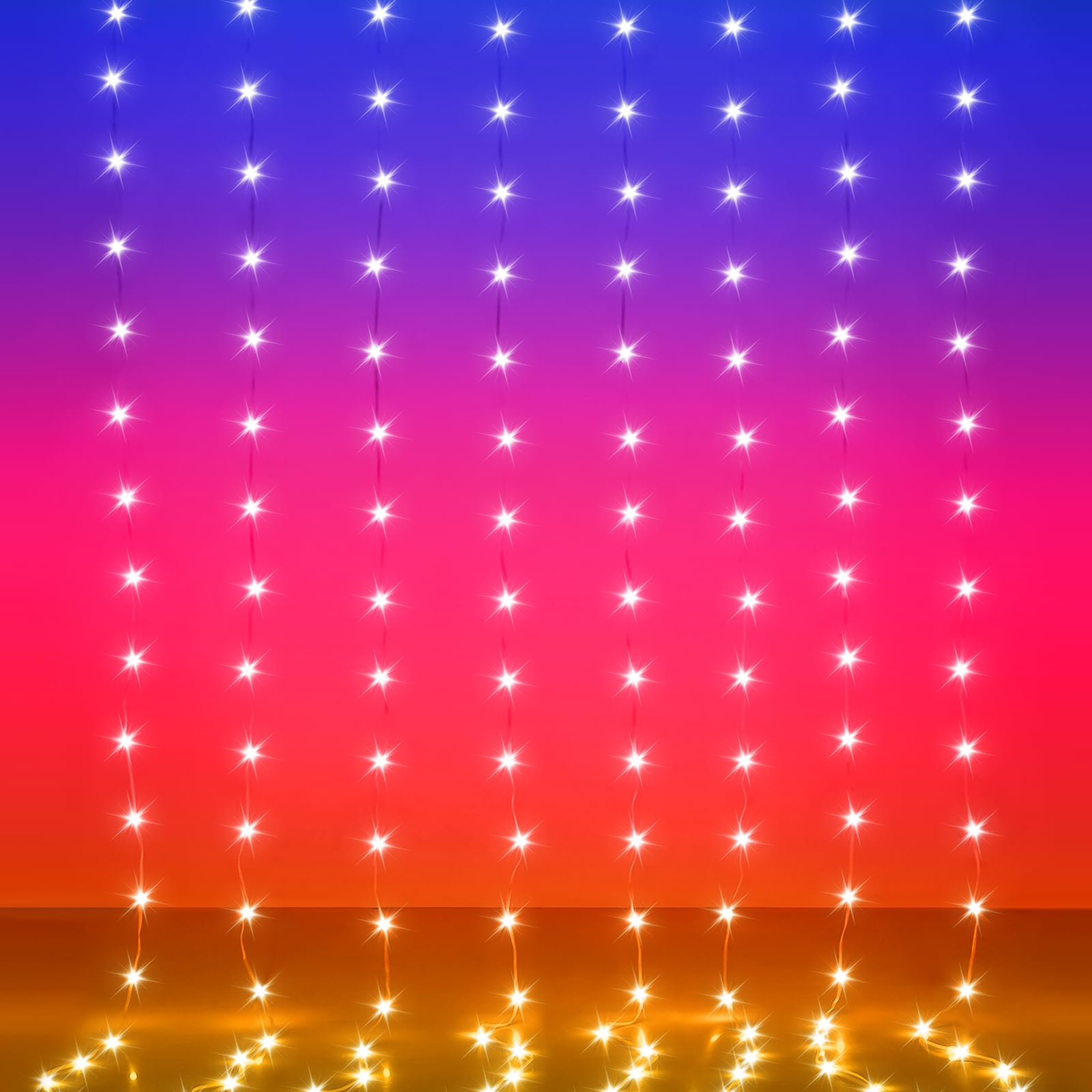 Kepstars Led Curtain Lights, 8Ft X 6Ft 144 Led Rgb Color Changing String Fairy Lights Curtain With Smart App Control, Music &Voice Sync For Bedroom Backdrop Wall Indoor Outdoor Christmas Decorations