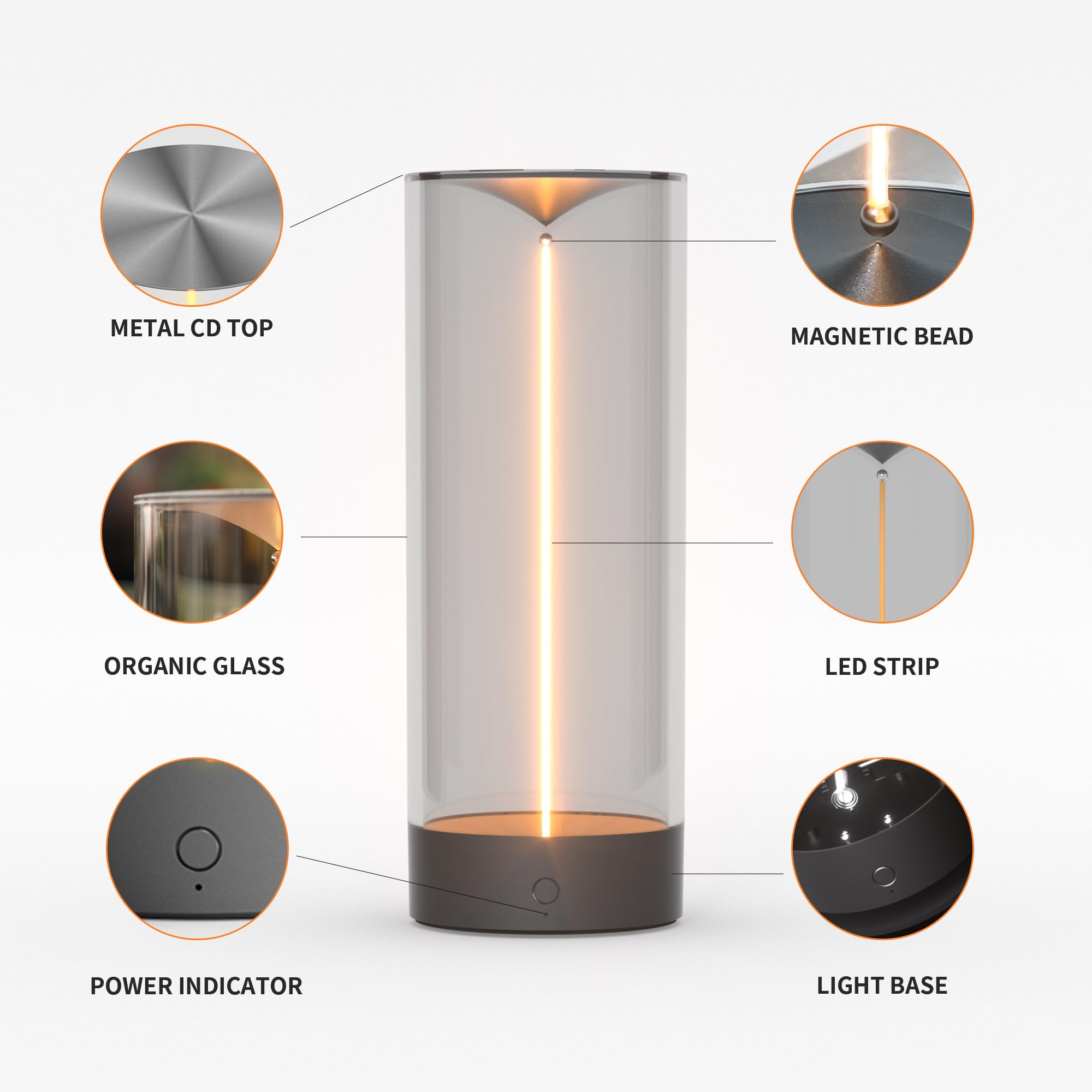 AUGE LIGHT Minimalist Desk Lamp LED Rechargeable Dimmable 3 Levels Gray Model AGDSLGY2201