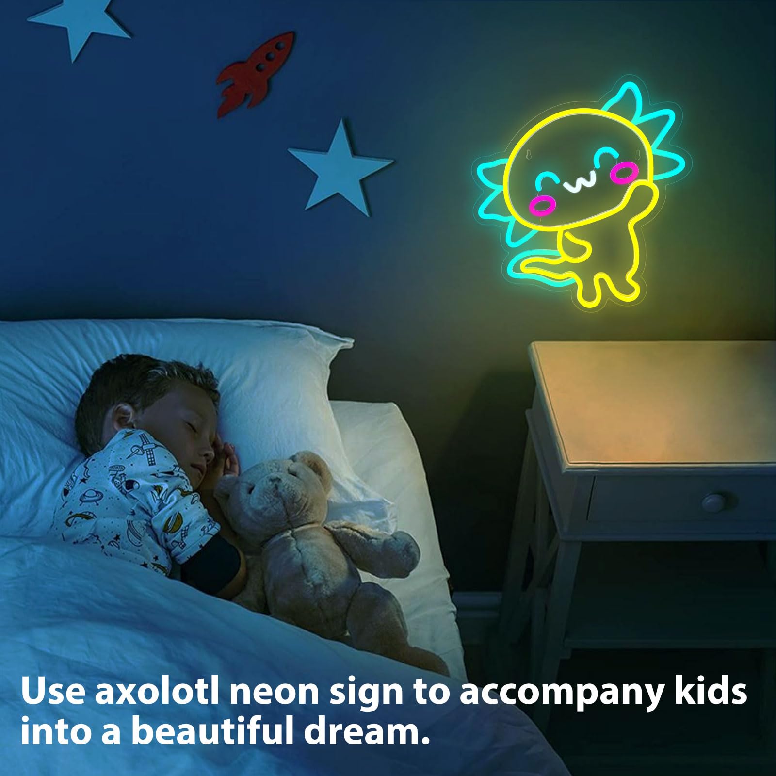 Nen Sign Axolotl Neon Light, Dimmable USB Powered LED Sign for Wall Decor, Kawaii Design, Model NHD2308111, Color: Axolotl