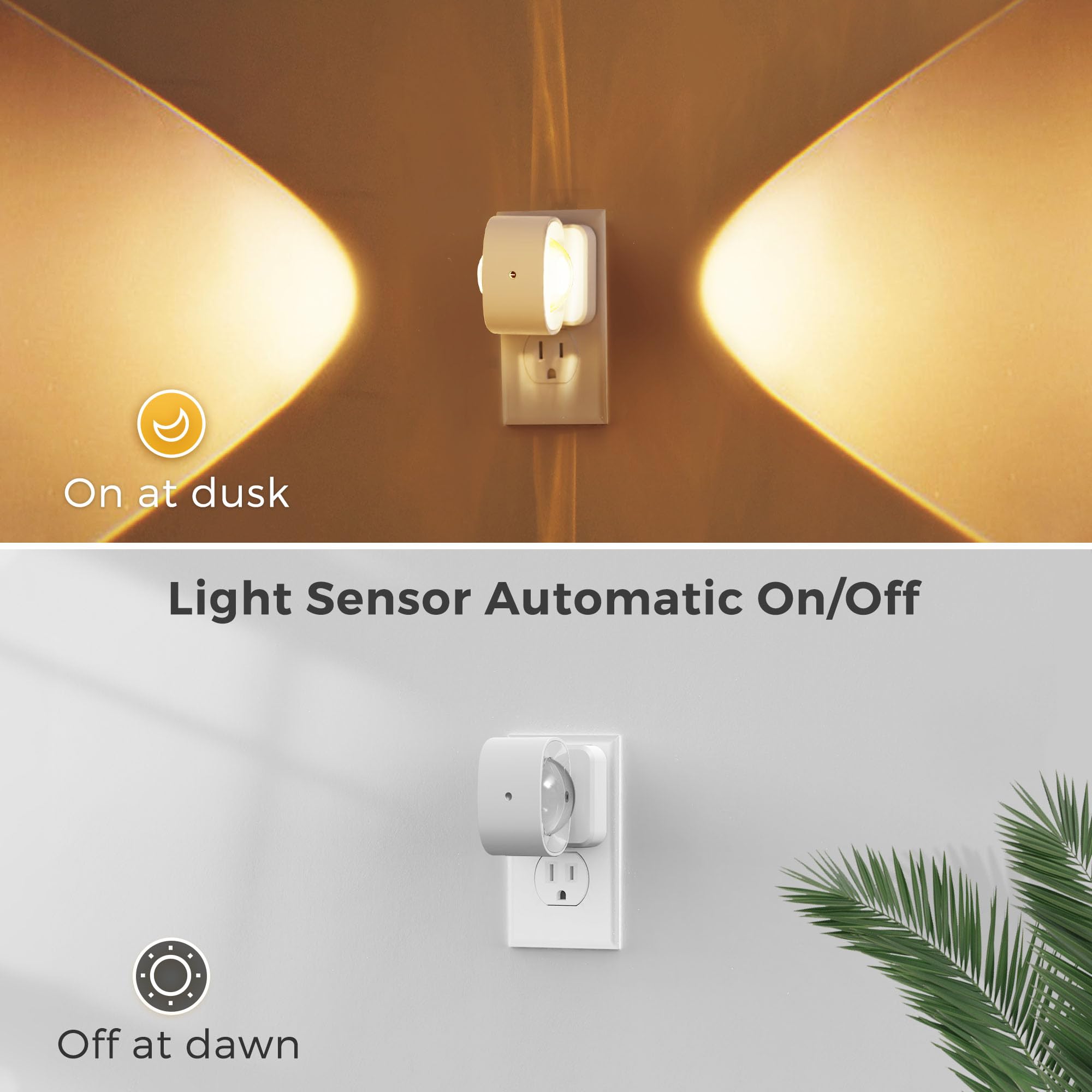 L LOHAS LED Night Light Projector with Dusk to Dawn Sensor, Rotating Soft White, Model A-GY154-02WHUS, Ideal for Kids' Rooms and Bathrooms