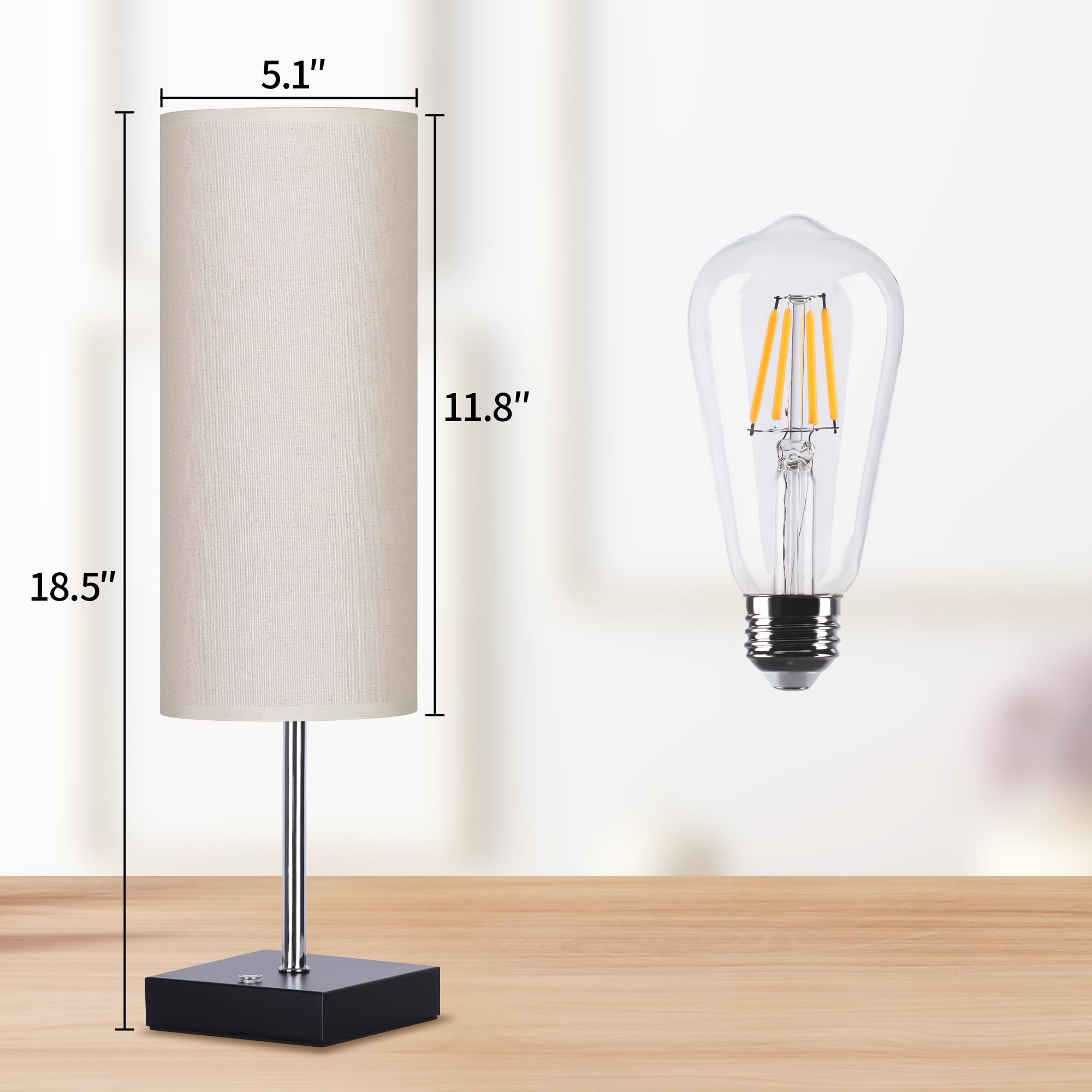 18Inch Cordless Table Lamp, Rechargeable Lamp Touch Control Dimmable, Battery Operated Small Bedside Table Lamps For Night Stand