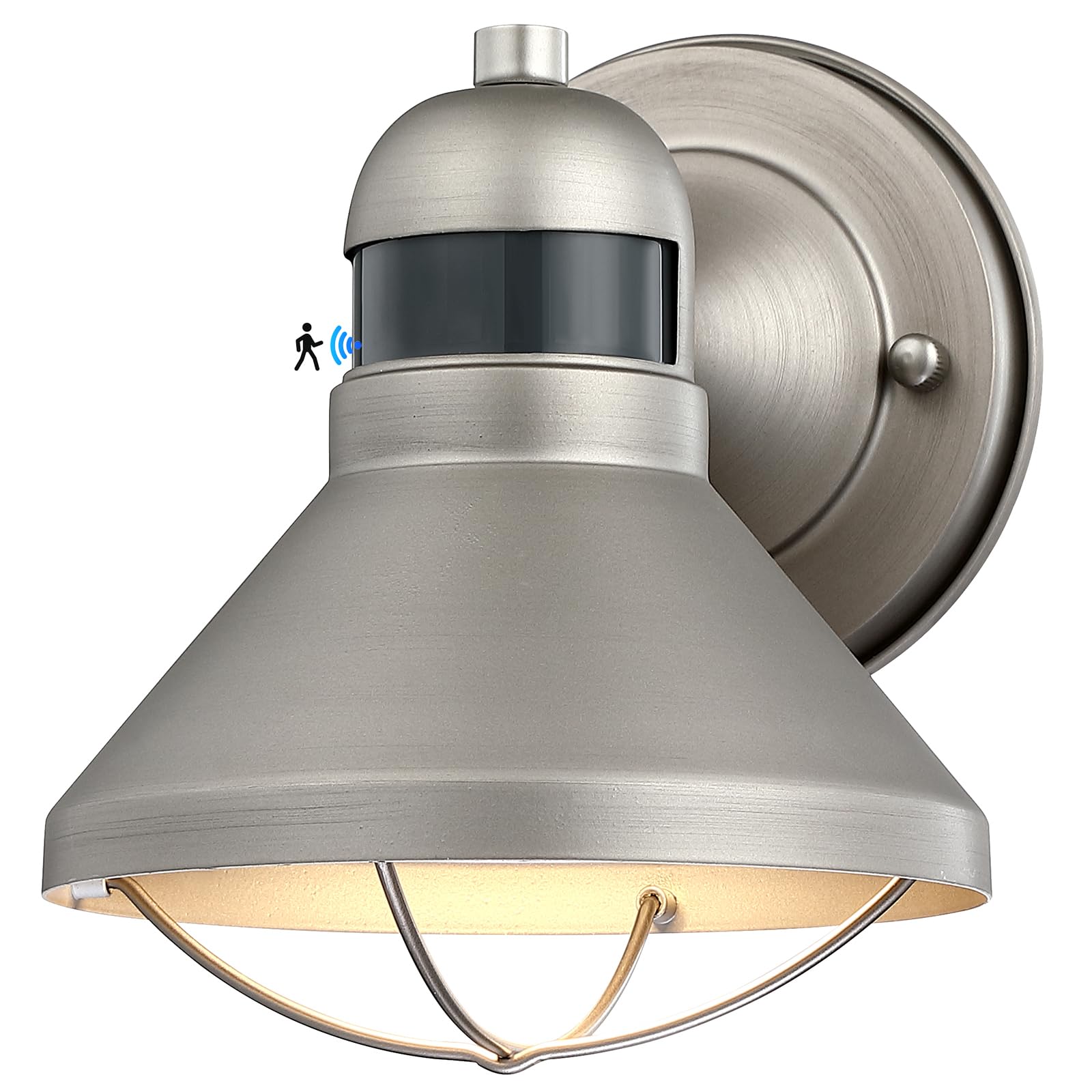 LONEDRUID Motion Sensor Outdoor LED Wall Sconce Dusk to Dawn Exterior Barn Light Fixtures Silver Outside Porch Light Waterproof 